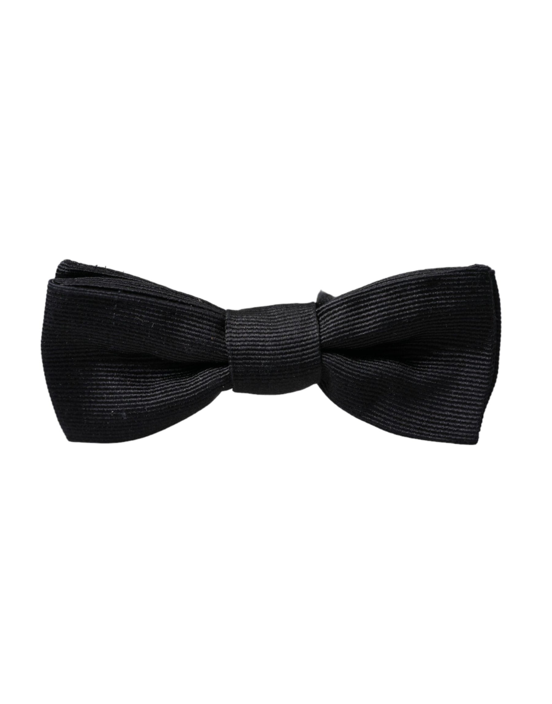 Dolce & Gabbana Black Silk Adjustable Neck Men Bow Tie | Regal Royce