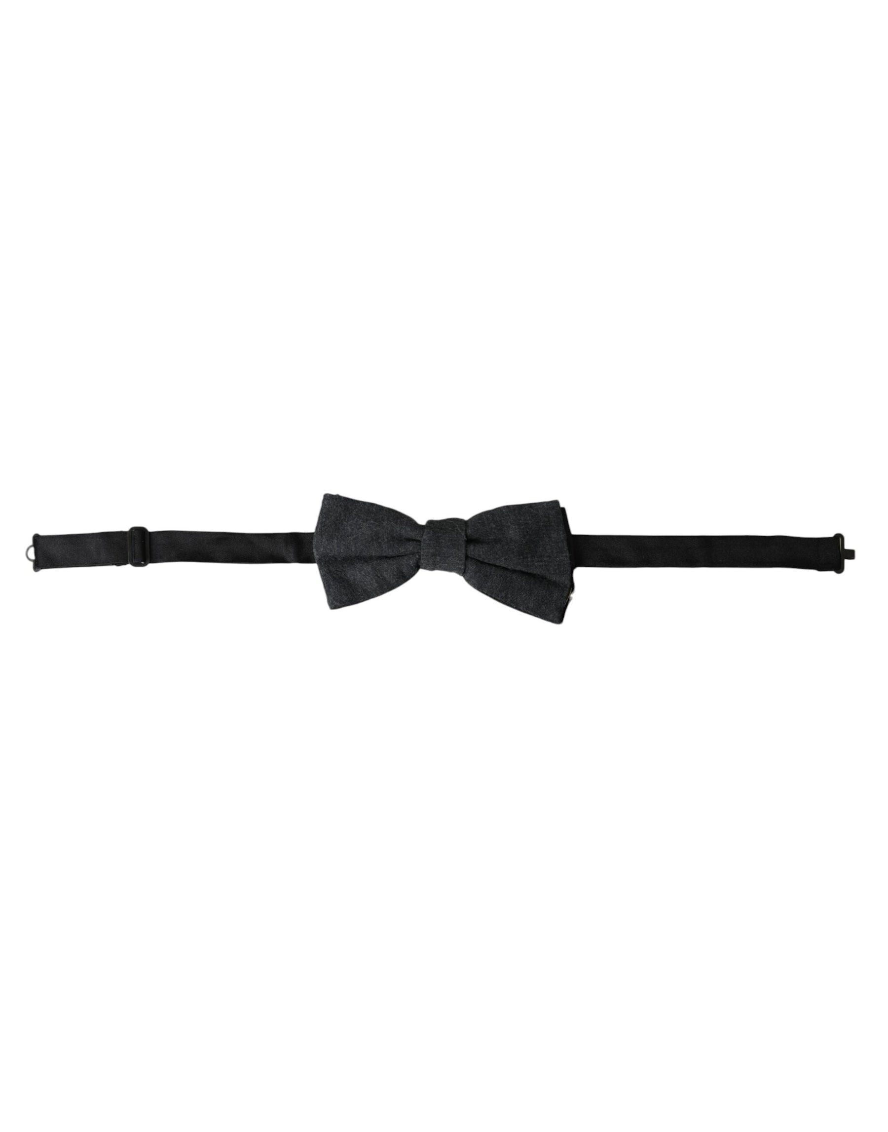 Dolce & Gabbana Dark Gray Silk Adjustable Neck Men Bow Tie | Regal Royce
