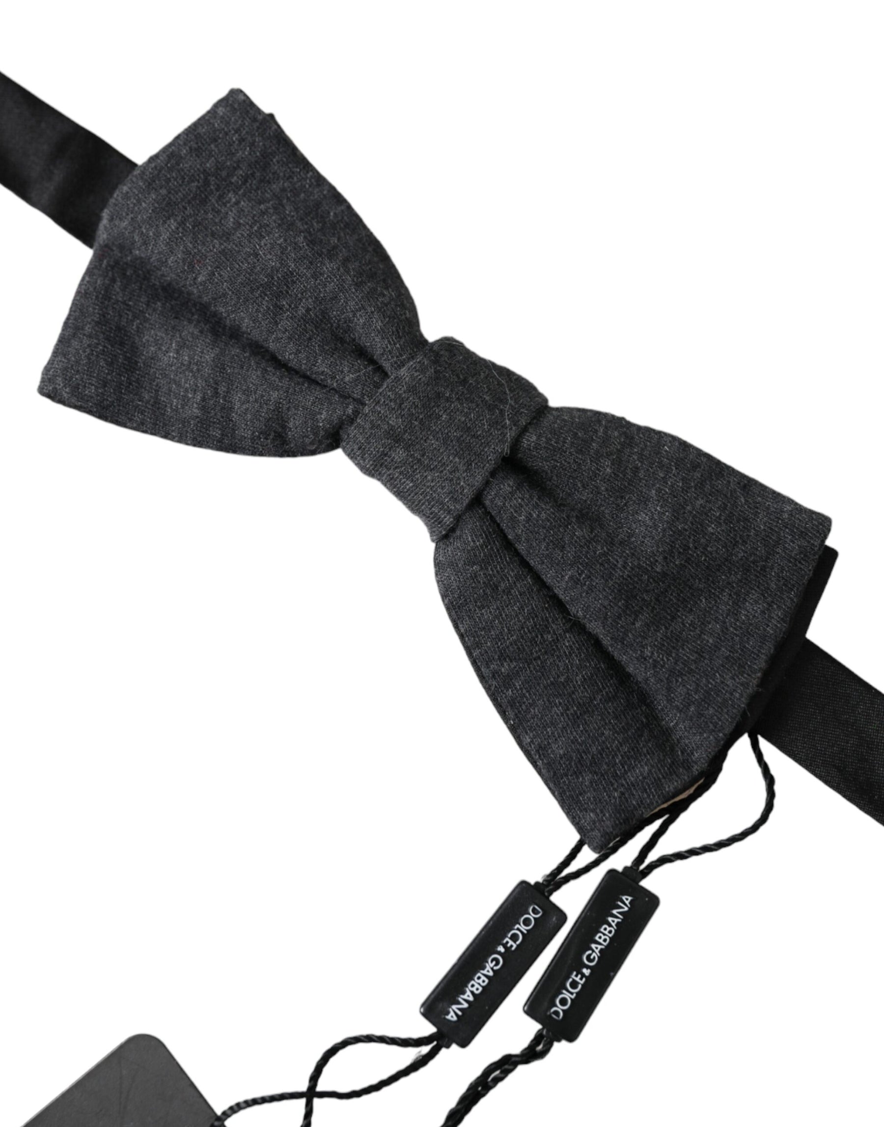 Dolce & Gabbana Dark Gray Silk Adjustable Neck Men Bow Tie | Regal Royce