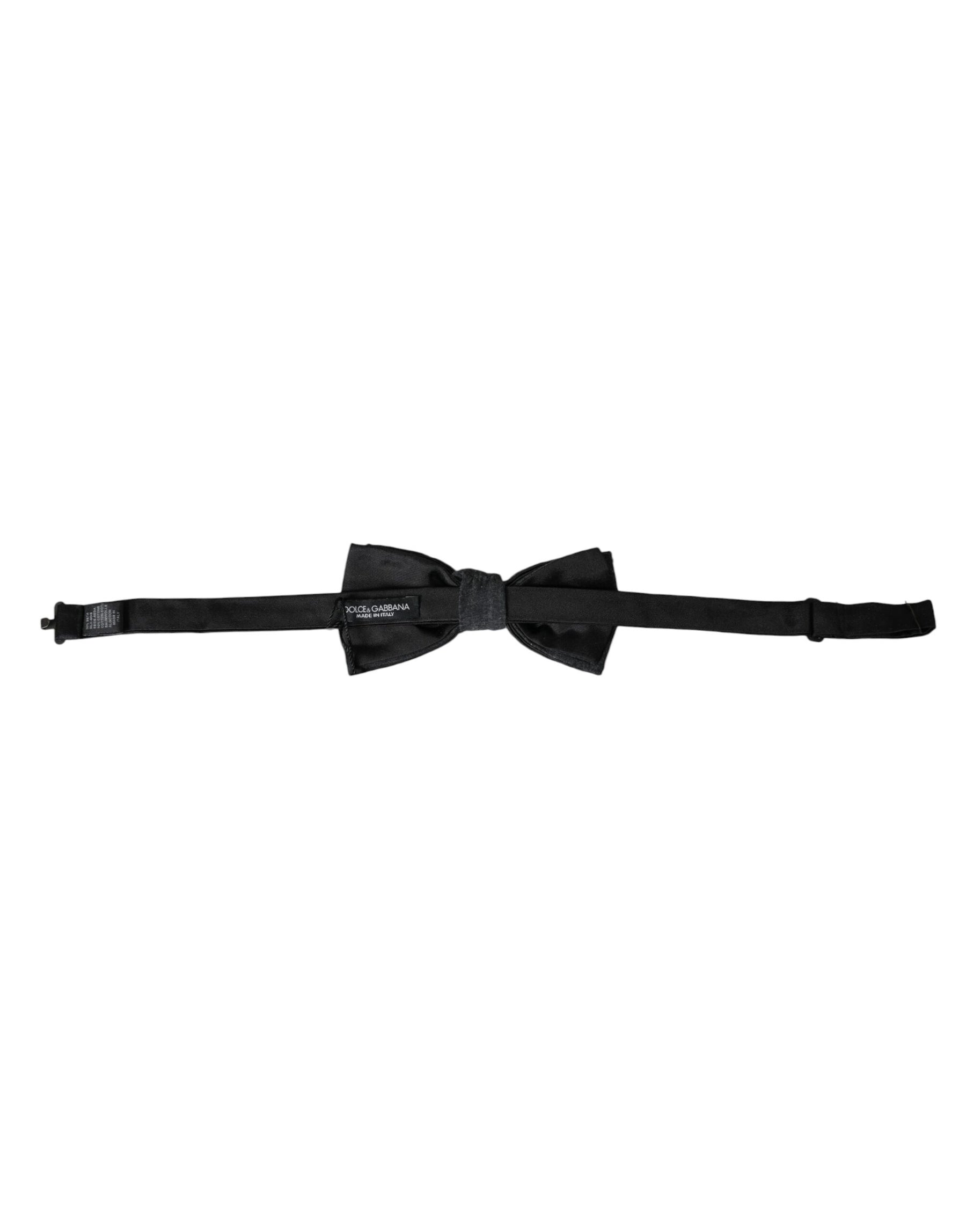 Dolce & Gabbana Dark Gray Silk Adjustable Neck Men Bow Tie | Regal Royce