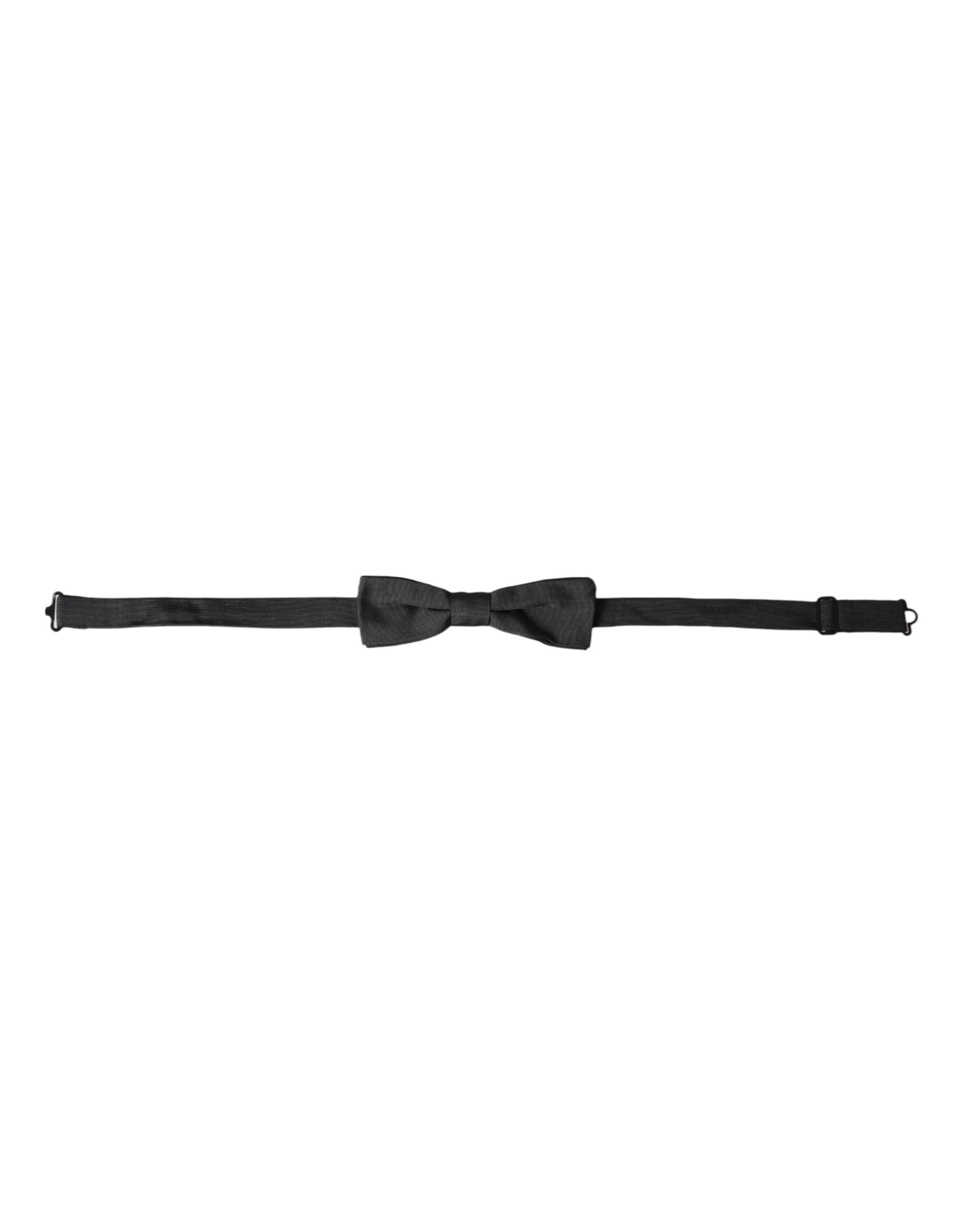 Dolce & Gabbana Black Silk Adjustable Neck Men Bow Tie | Regal Royce