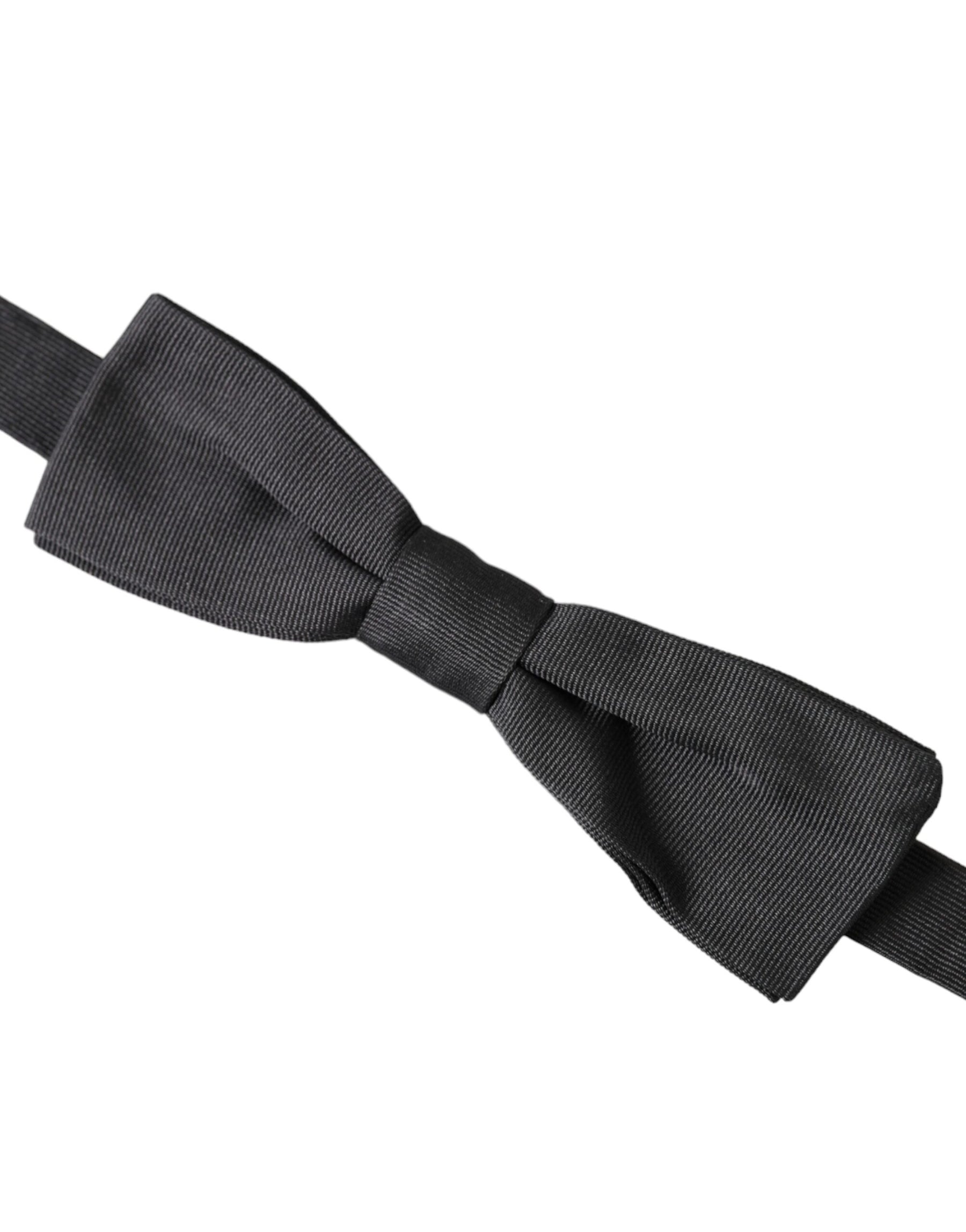 Dolce & Gabbana Black Silk Adjustable Neck Men Bow Tie | Regal Royce