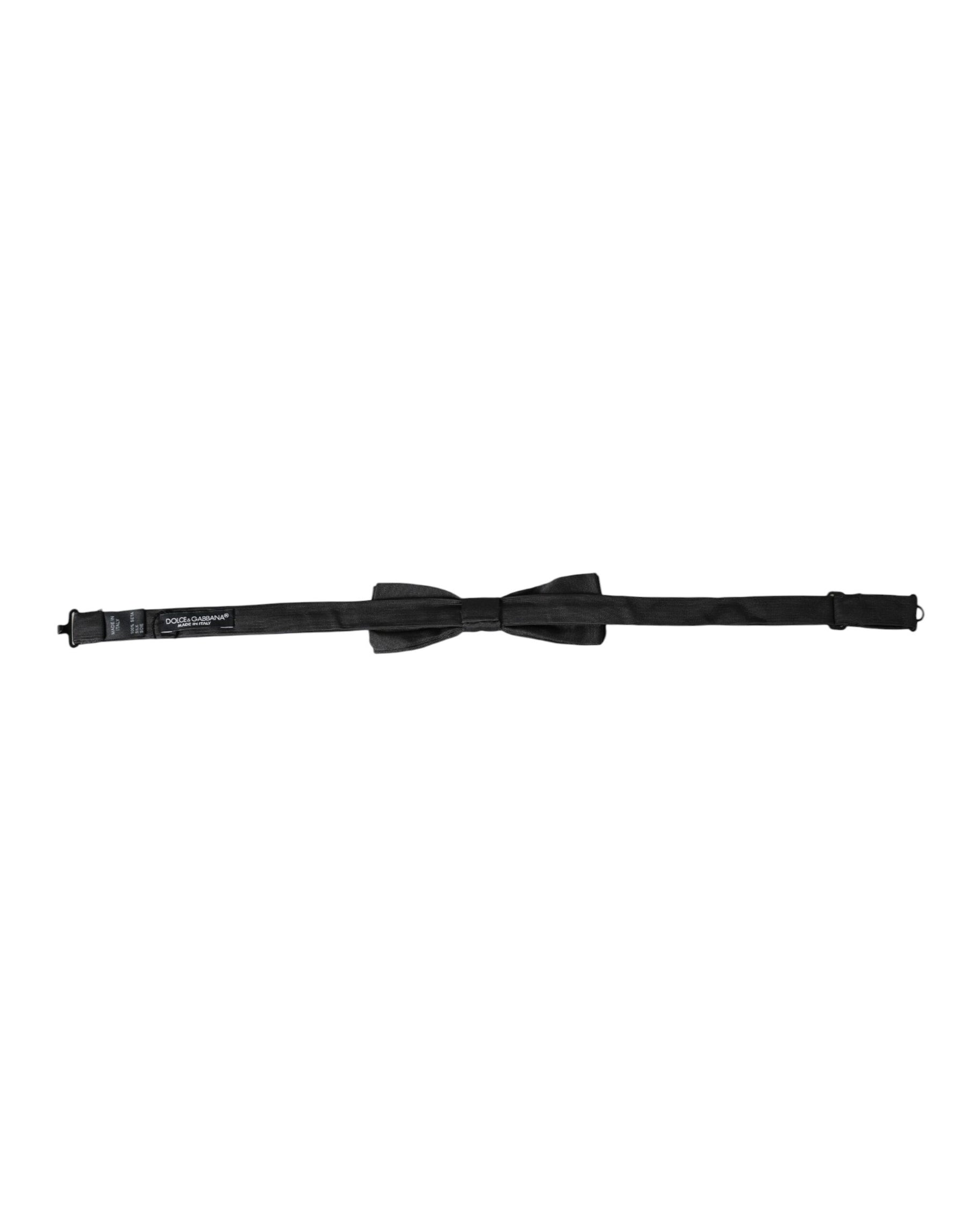 Dolce & Gabbana Black Silk Adjustable Neck Men Bow Tie | Regal Royce