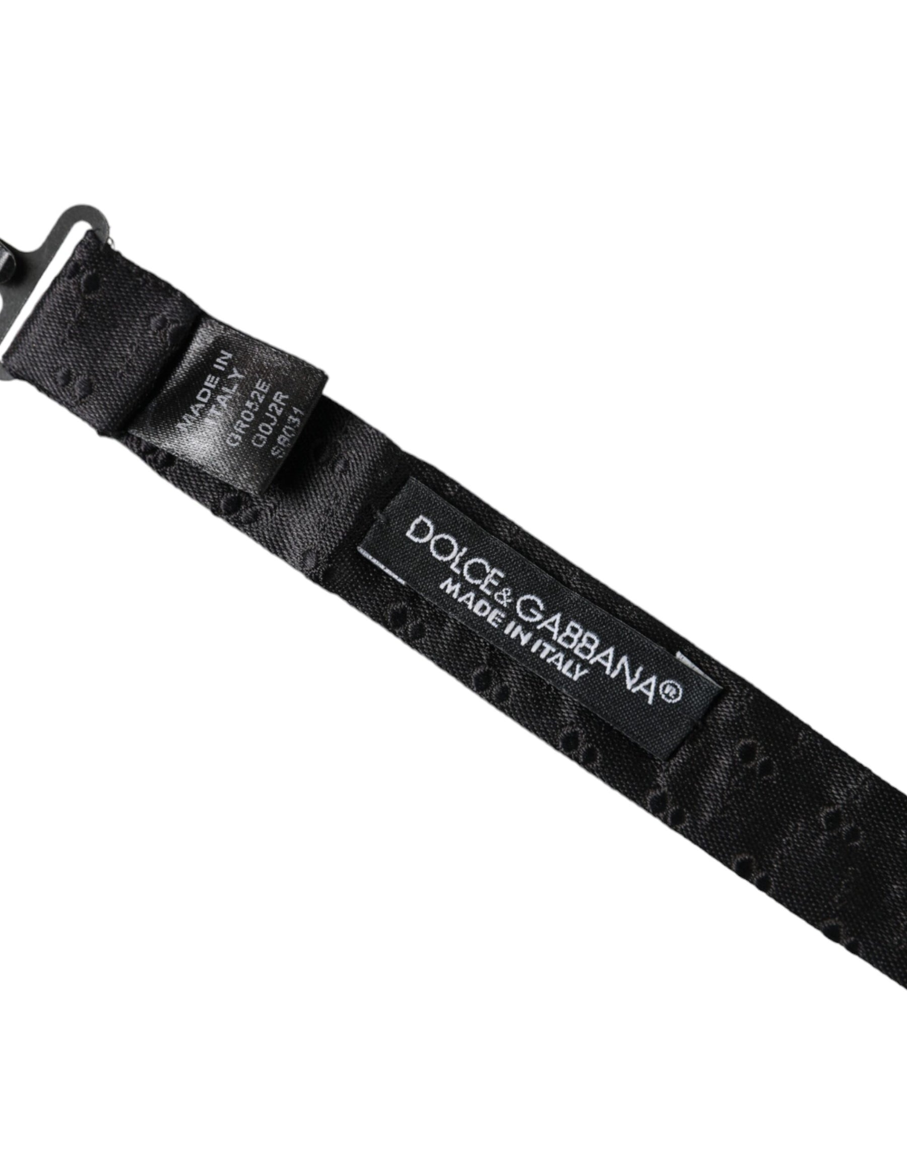 Dolce & Gabbana Black Silk Patterned Adjustable Neck Men Bow Tie | Regal Royce