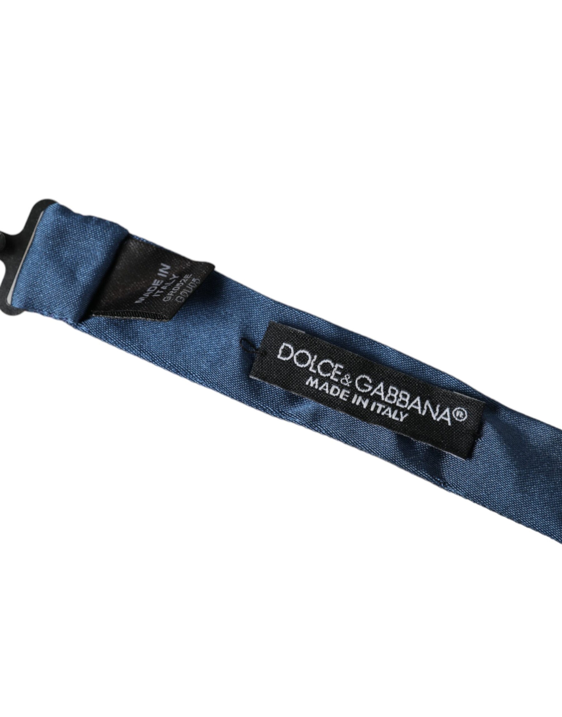 Dolce & Gabbana Blue Satin Silk Adjustable Neck Men Bow Tie | Regal Royce
