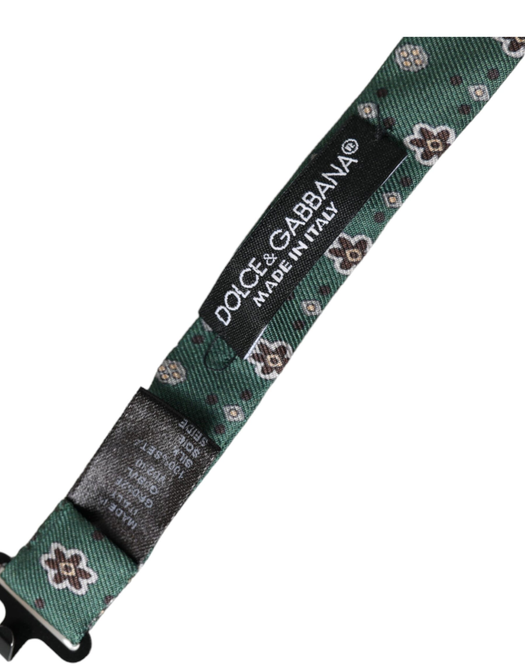 Dolce & Gabbana Mint Green Floral Adjustable Neck Men Bow Tie | Regal Royce