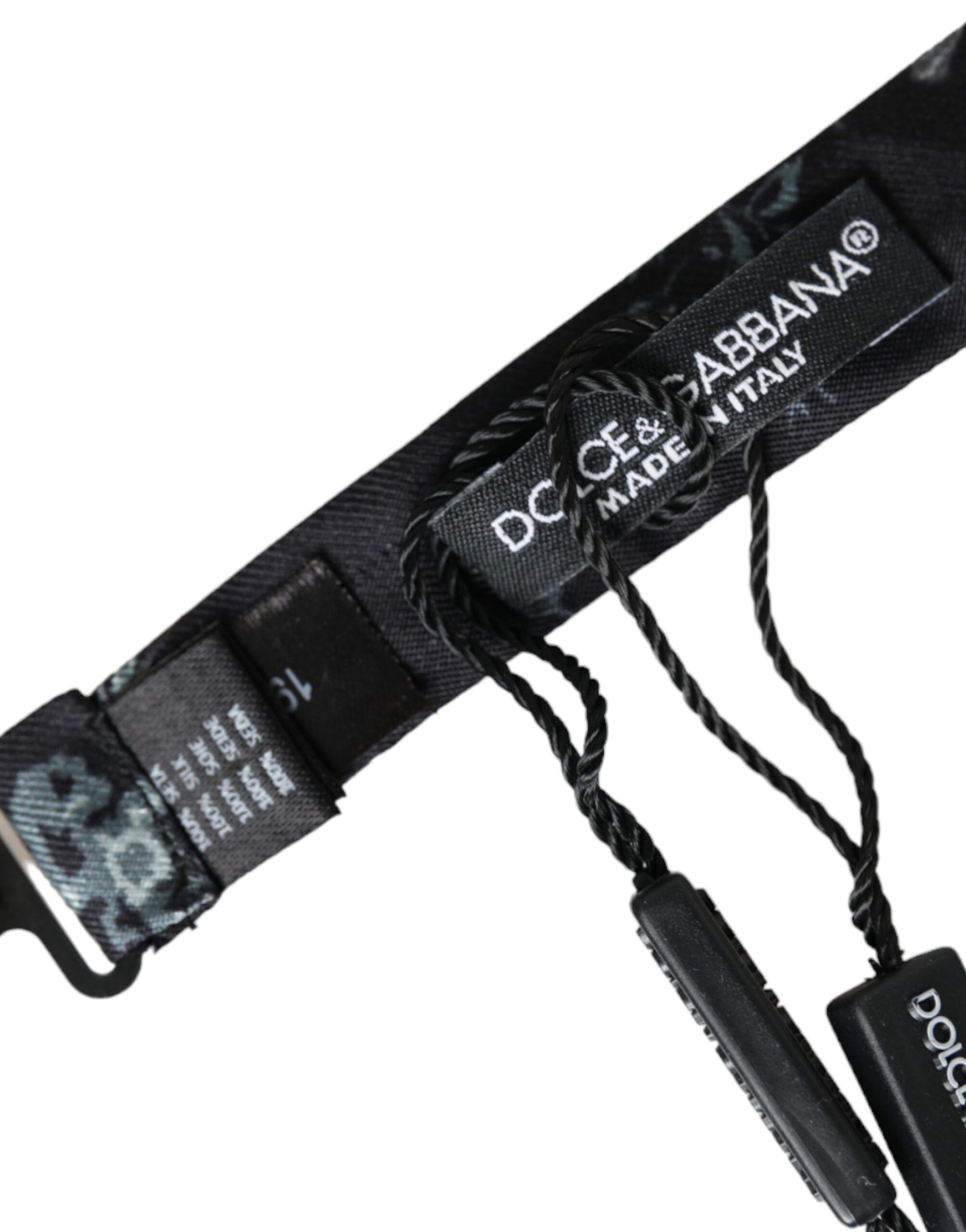 Dolce & Gabbana Black Floral Silk Adjustable Neck Men Bow Tie | Regal Royce