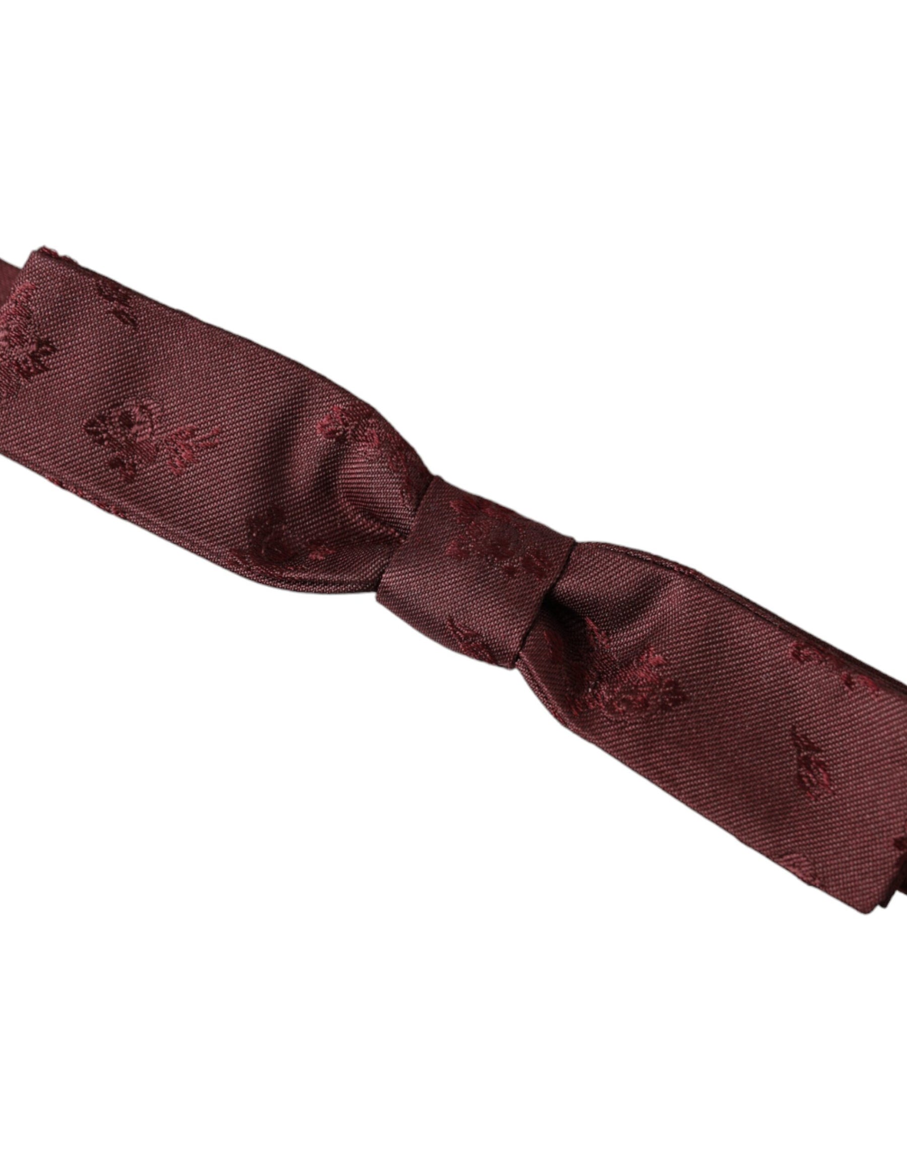 Dolce & Gabbana Maroon Floral Silk Adjustable Neck Men Bow Tie | Regal Royce
