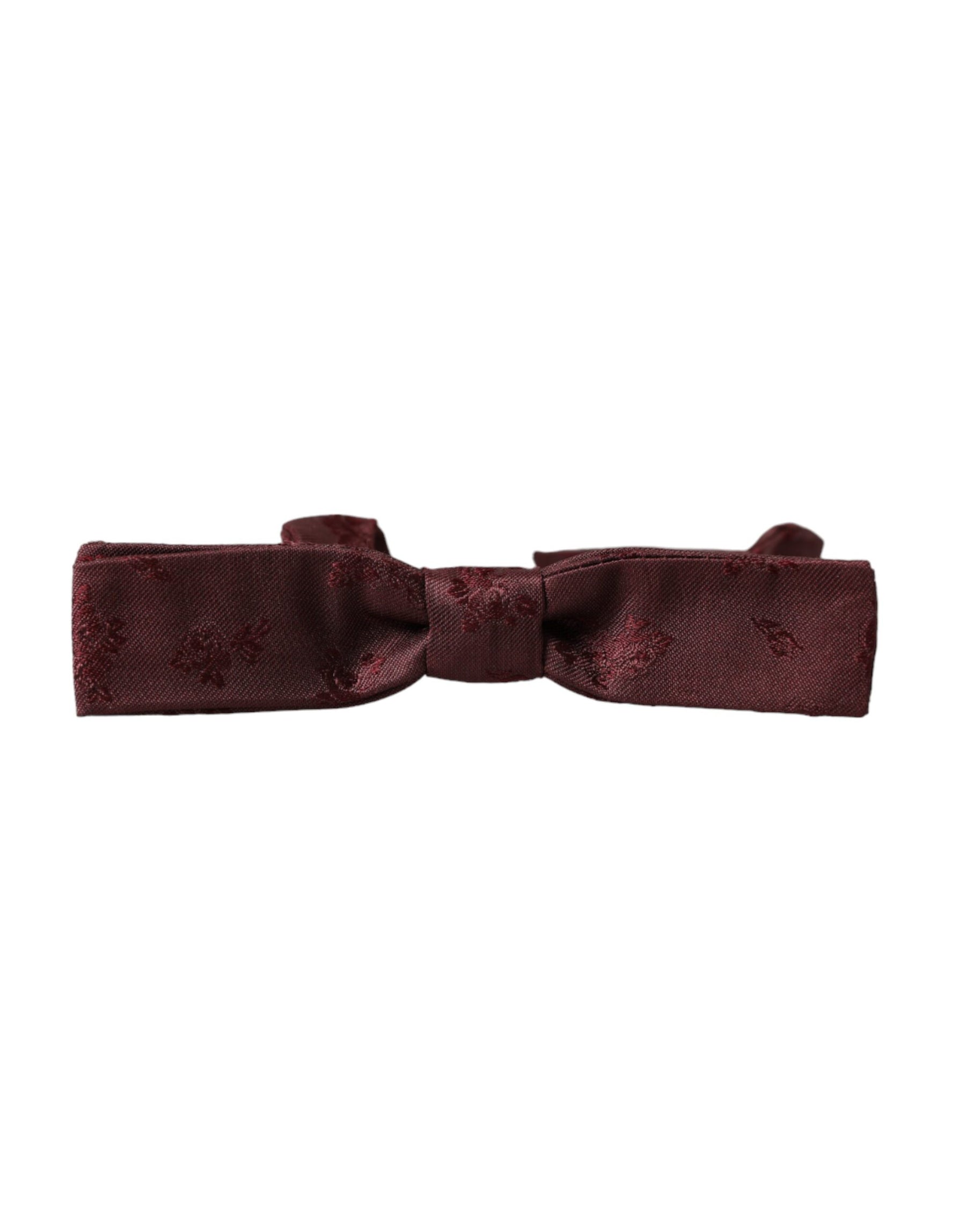 Dolce & Gabbana Maroon Floral Silk Adjustable Neck Men Bow Tie | Regal Royce