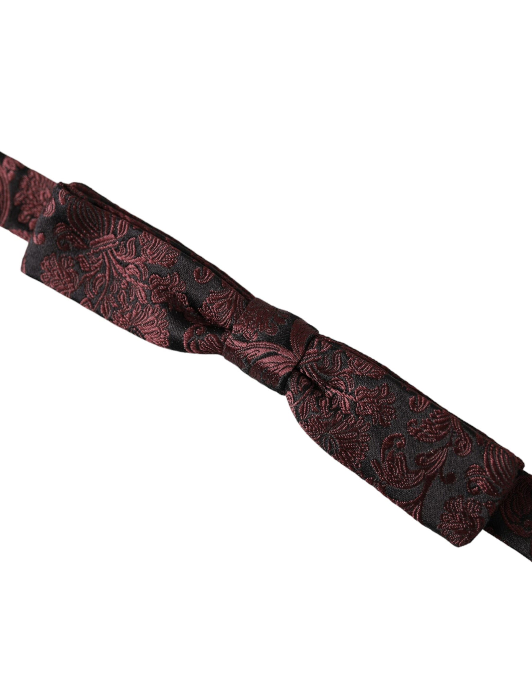 Dolce & Gabbana Maroon Floral Silk Adjustable Neck Men Bow Tie | Regal Royce
