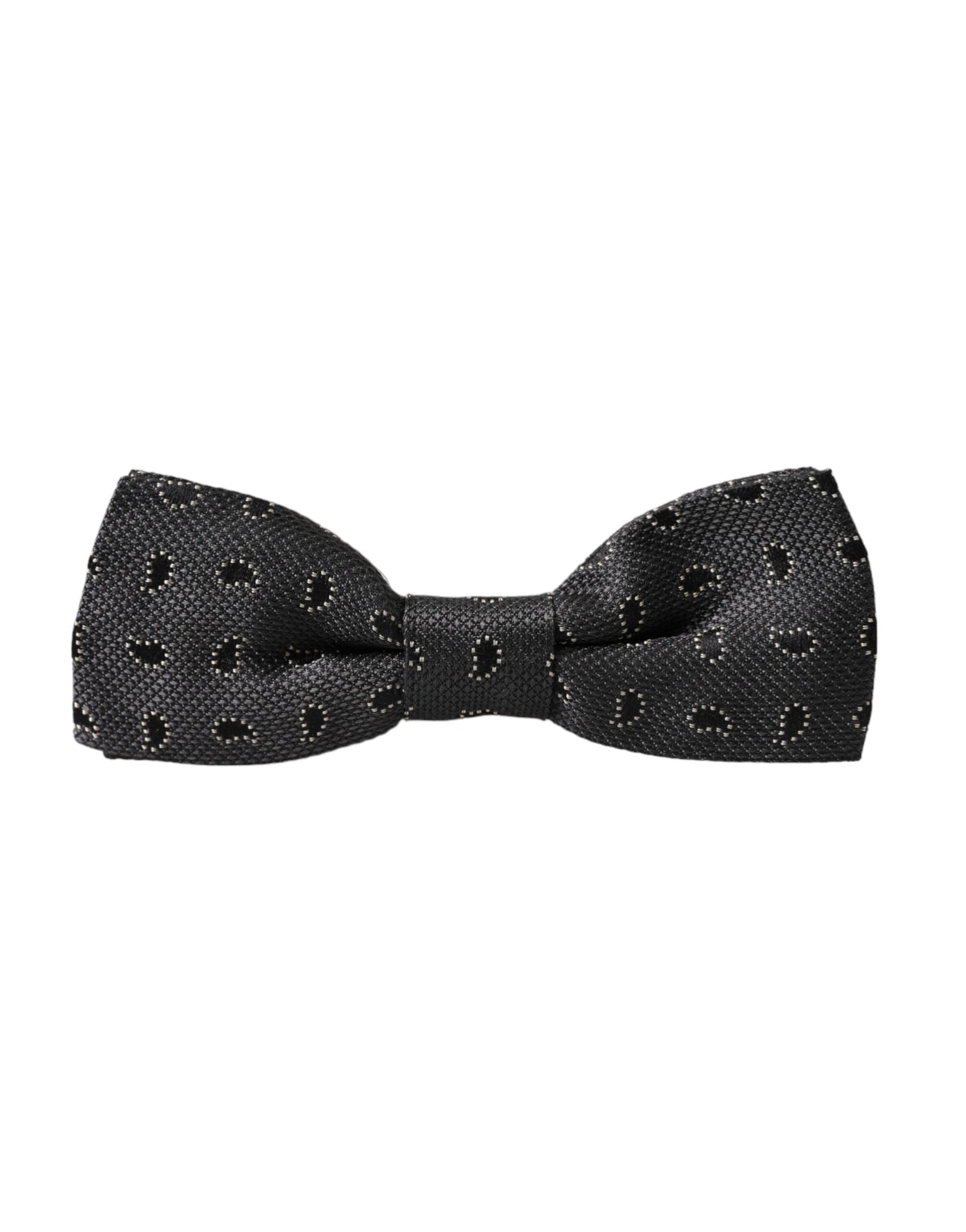 Dolce & Gabbana Black Silk Patterned Adjustable Neck Men Bow Tie | Regal Royce