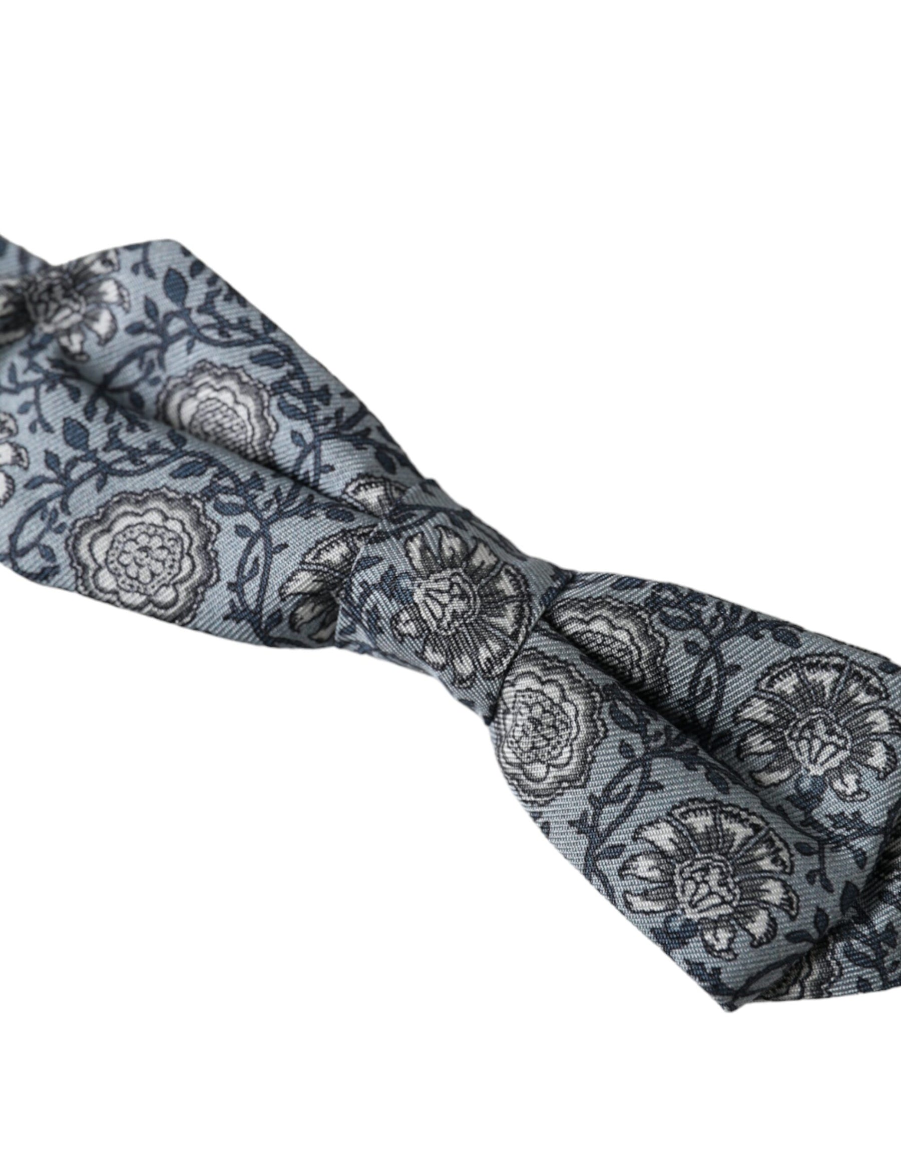 Dolce & Gabbana Gray Silk Patterned Adjustable Neck Men Bow Tie | Regal Royce