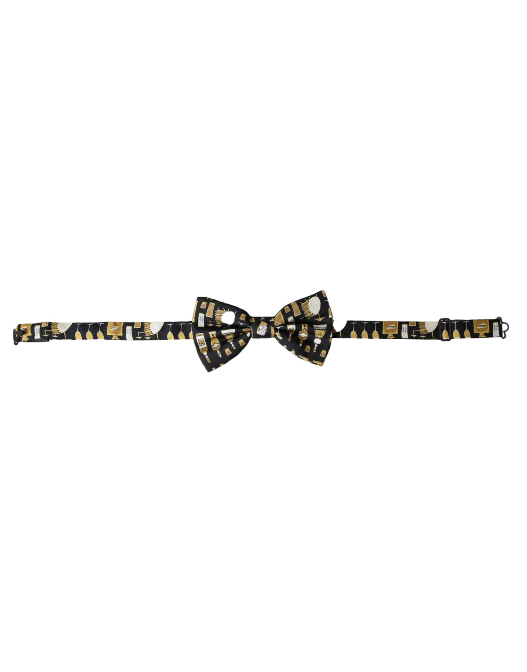 Dolce & Gabbana Black Silk Cocktail Adjustable Neck Men Bow Tie | Regal Royce
