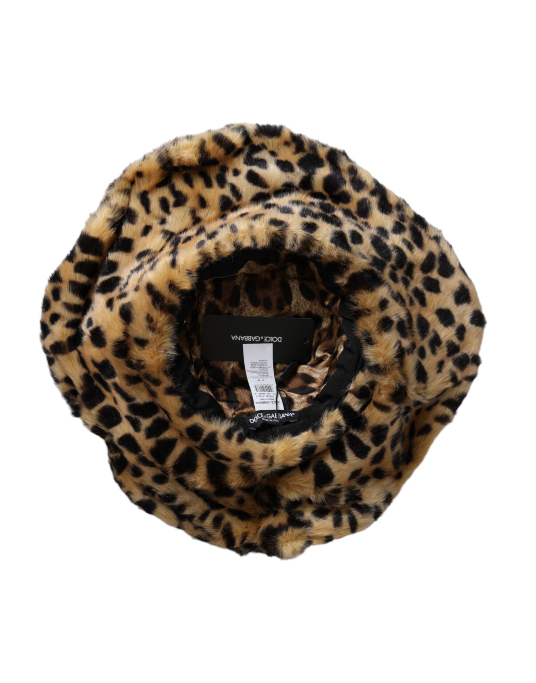 Dolce & Gabbana Brown Leopard Fur Women Bucket Hat | Regal Royce