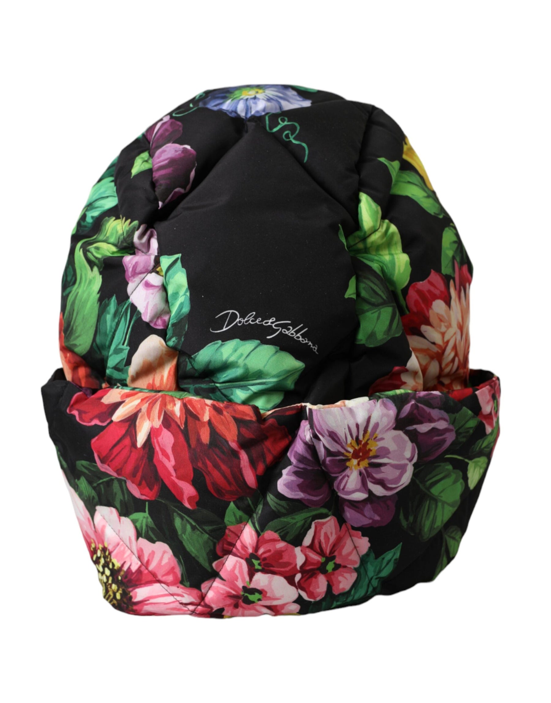 Dolce & Gabbana Black Floral Print Whole Head Wrap Hat | Regal Royce