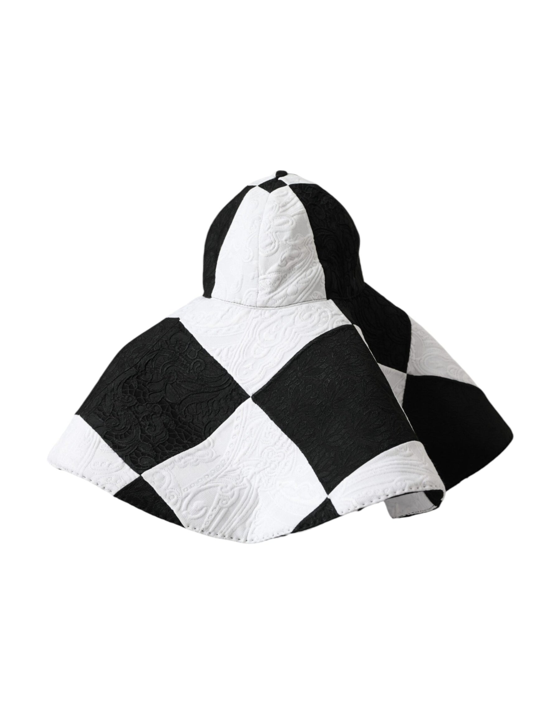 Dolce & Gabbana Black White Checkered Wide Brim Floppy Hat | Regal Royce