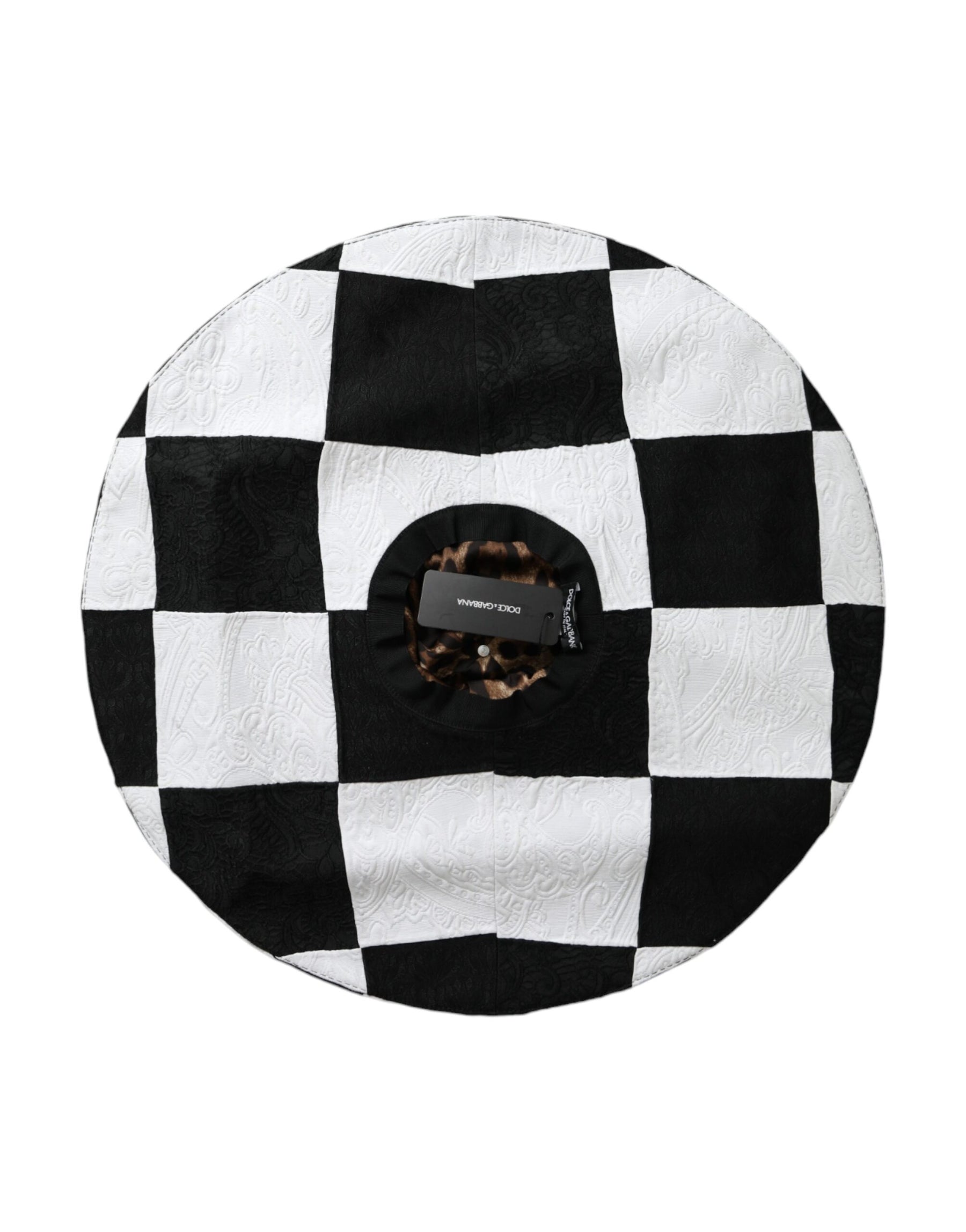 Dolce & Gabbana Black White Checkered Wide Brim Floppy Hat | Regal Royce