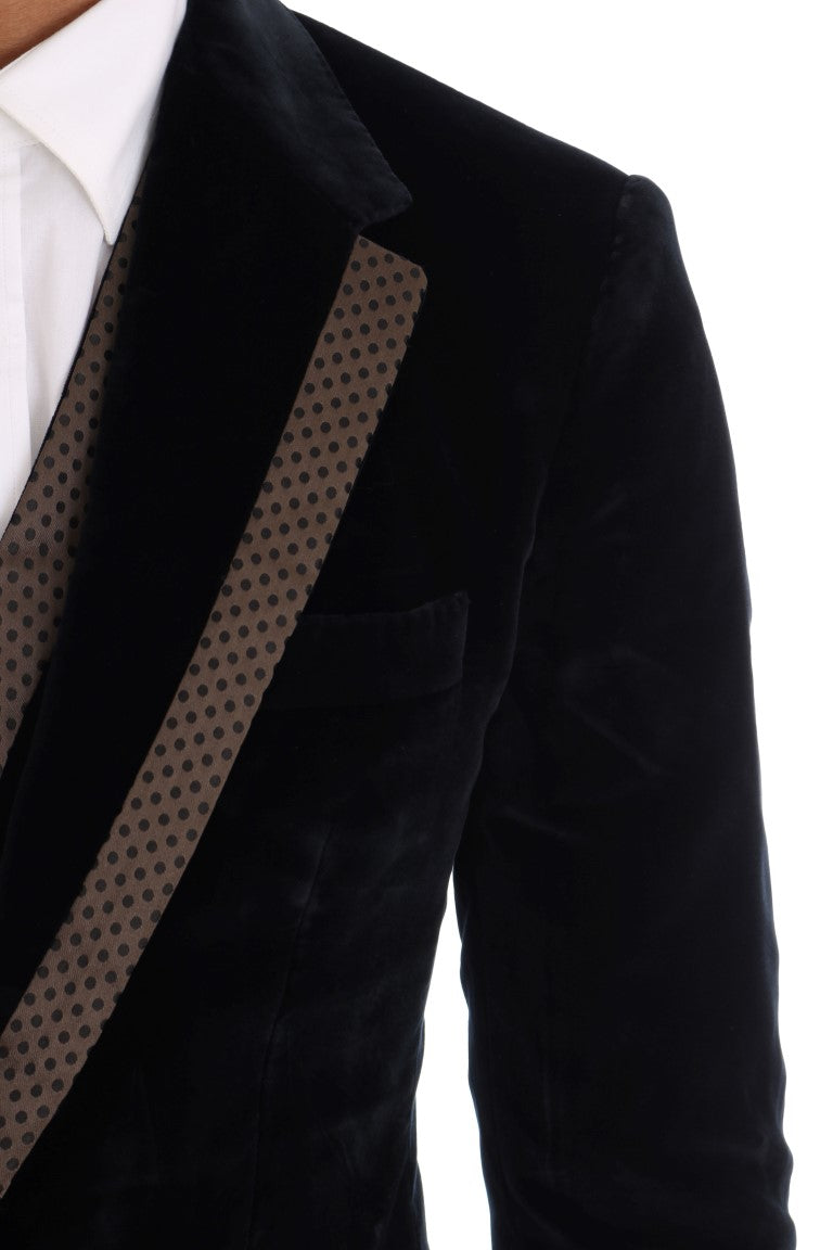 Dolce & Gabbana Blue Velvet Two Button Slim 3 Piece Suit | Regal Royce