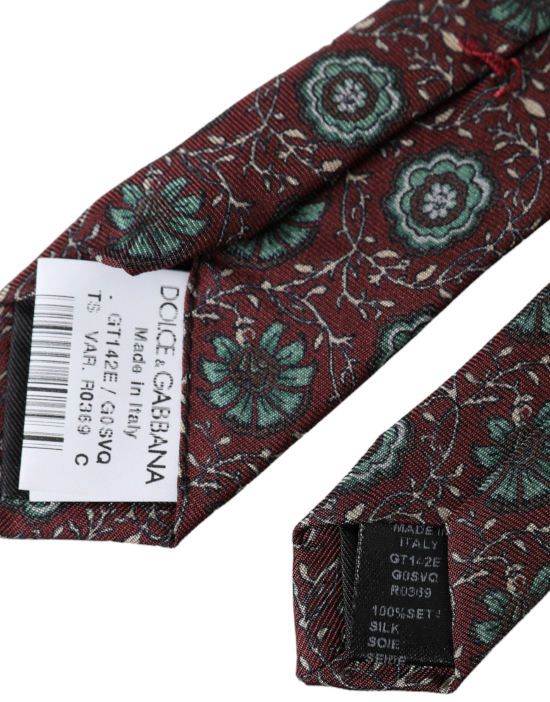 Dolce & Gabbana Maroon Floral 100% Silk Adjustable Men Tie | Regal Royce