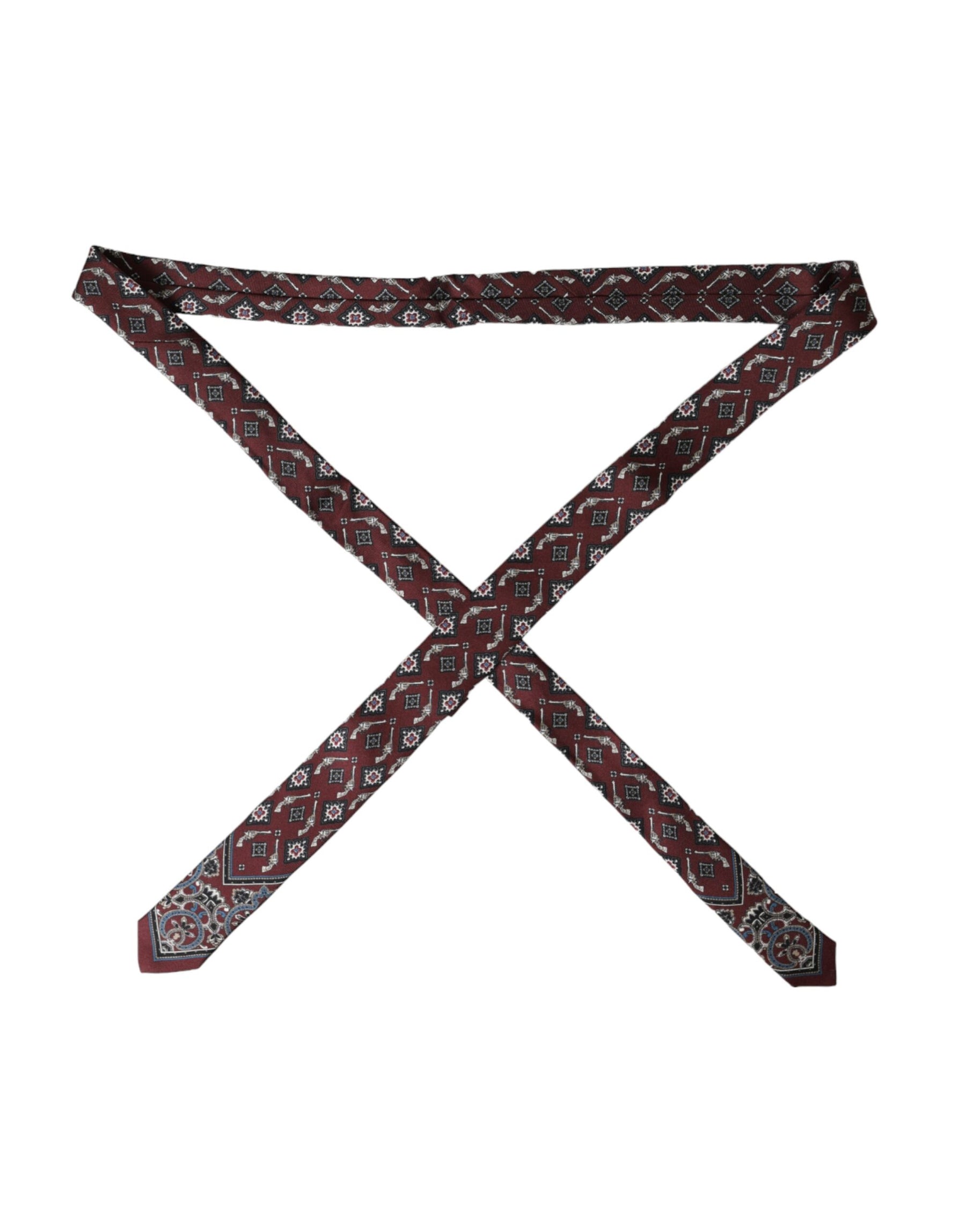 Dolce & Gabbana Bordeaux Printed 100% Silk Adjustable Men Tie | Regal Royce