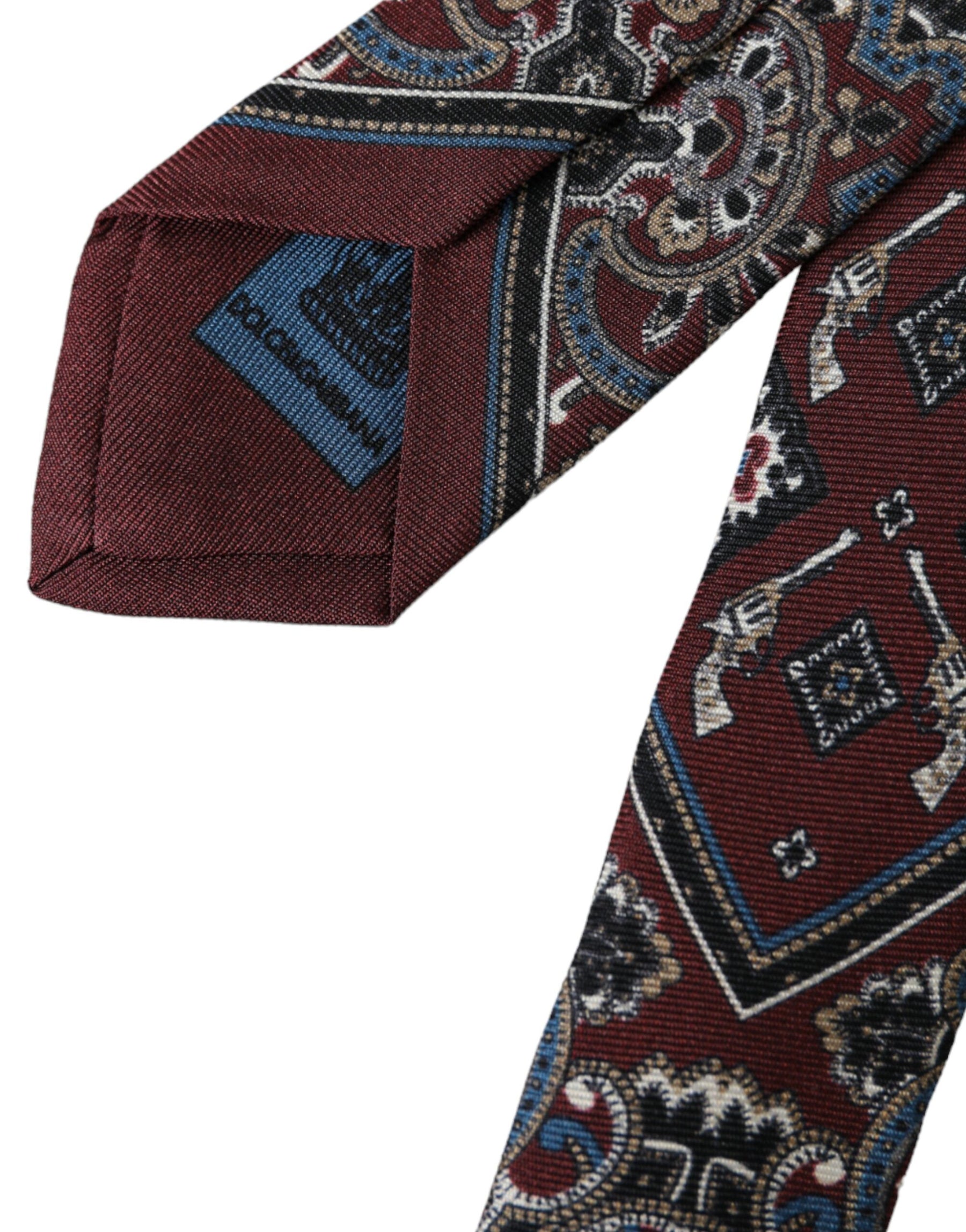 Dolce & Gabbana Bordeaux Printed 100% Silk Adjustable Men Tie | Regal Royce
