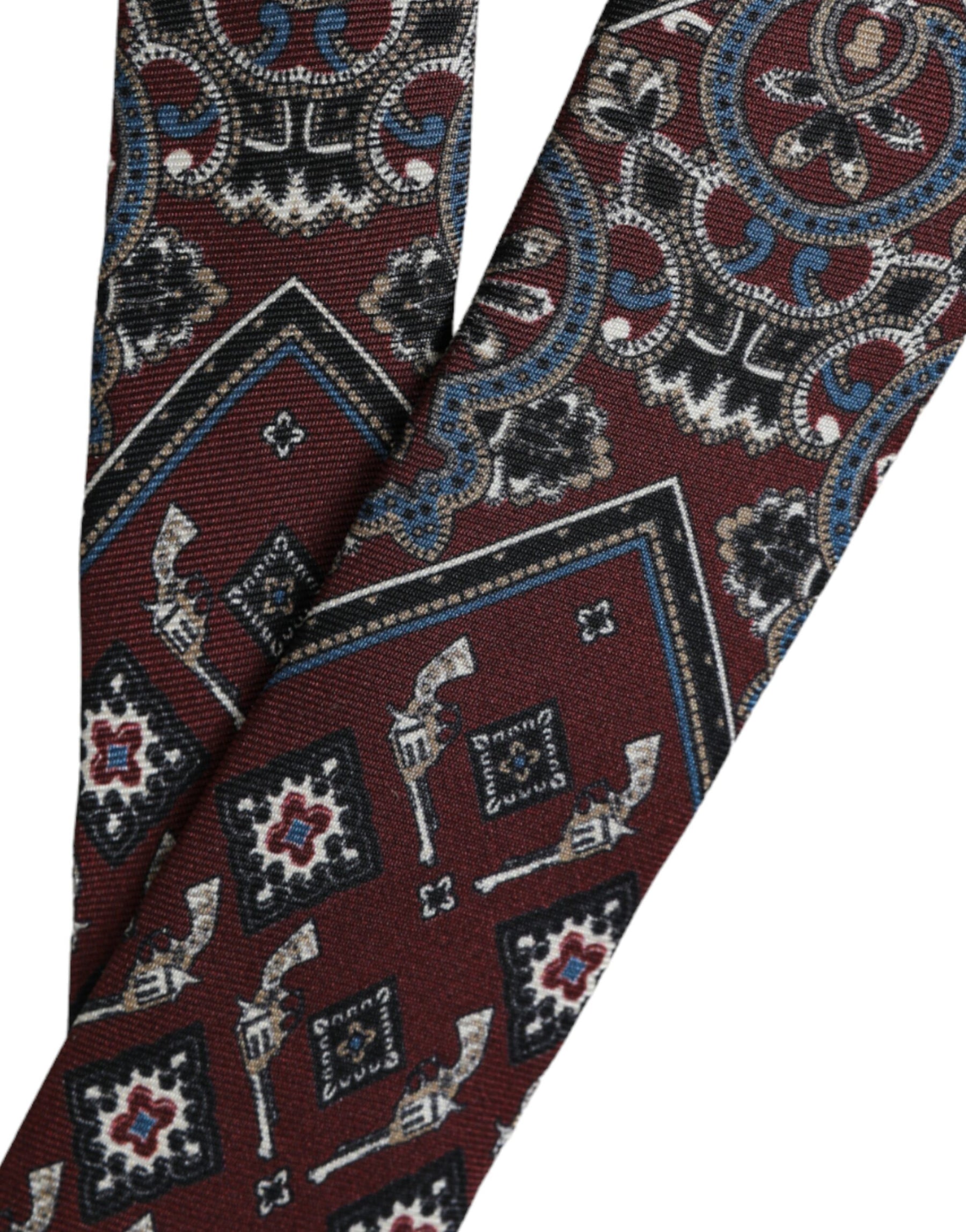 Dolce & Gabbana Bordeaux Printed 100% Silk Adjustable Men Tie | Regal Royce