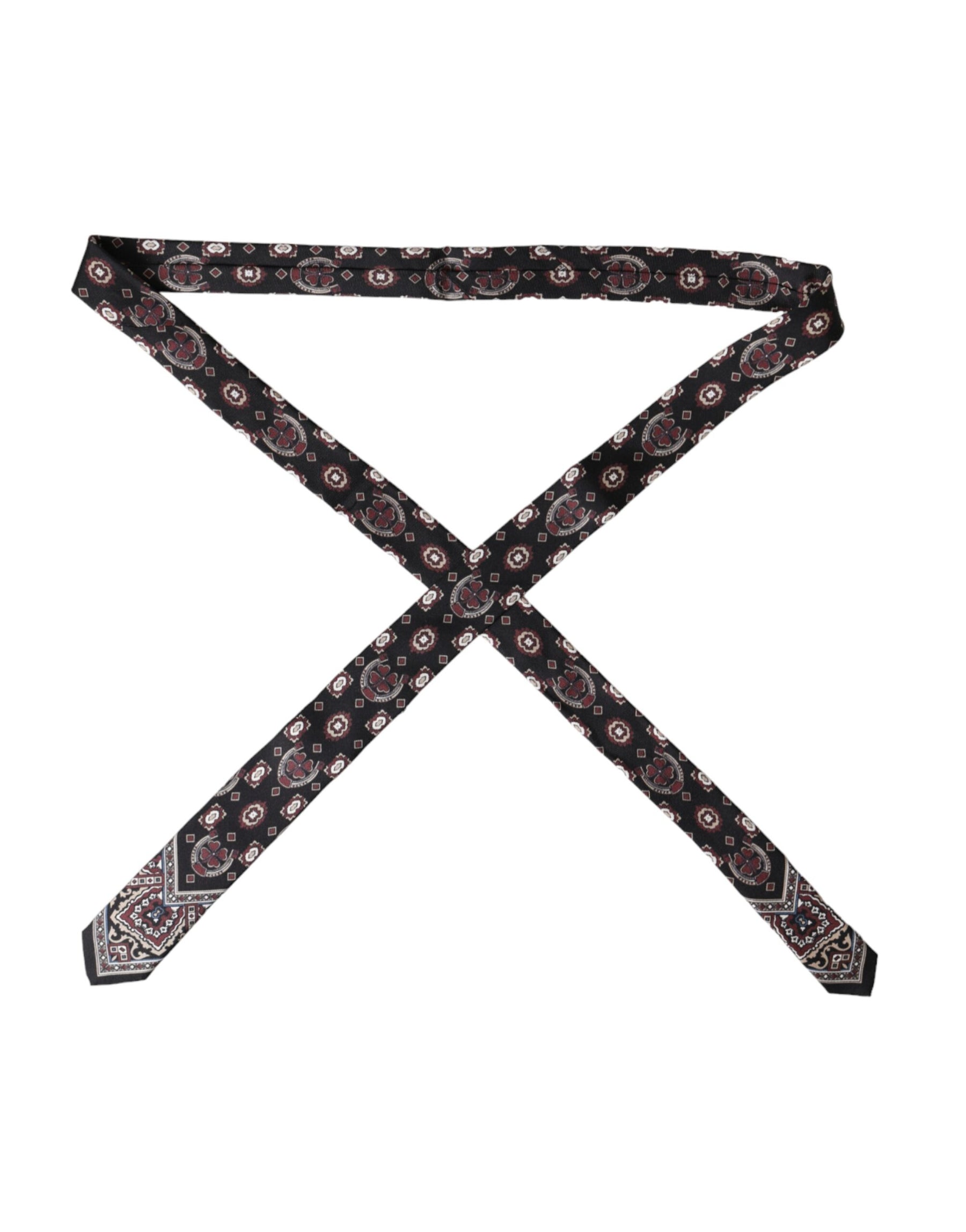 Dolce & Gabbana Black Printed 100% Silk Adjustable Men Tie | Regal Royce