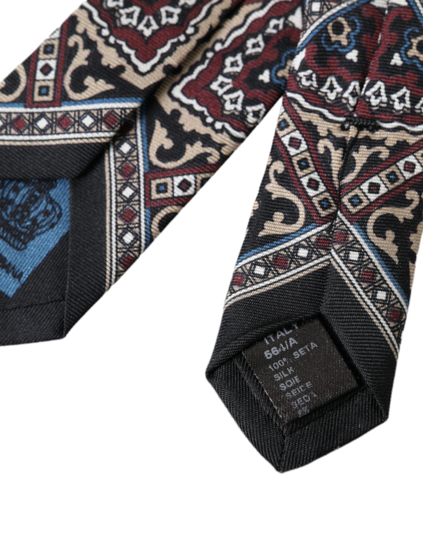 Dolce & Gabbana Black Printed 100% Silk Adjustable Men Tie | Regal Royce