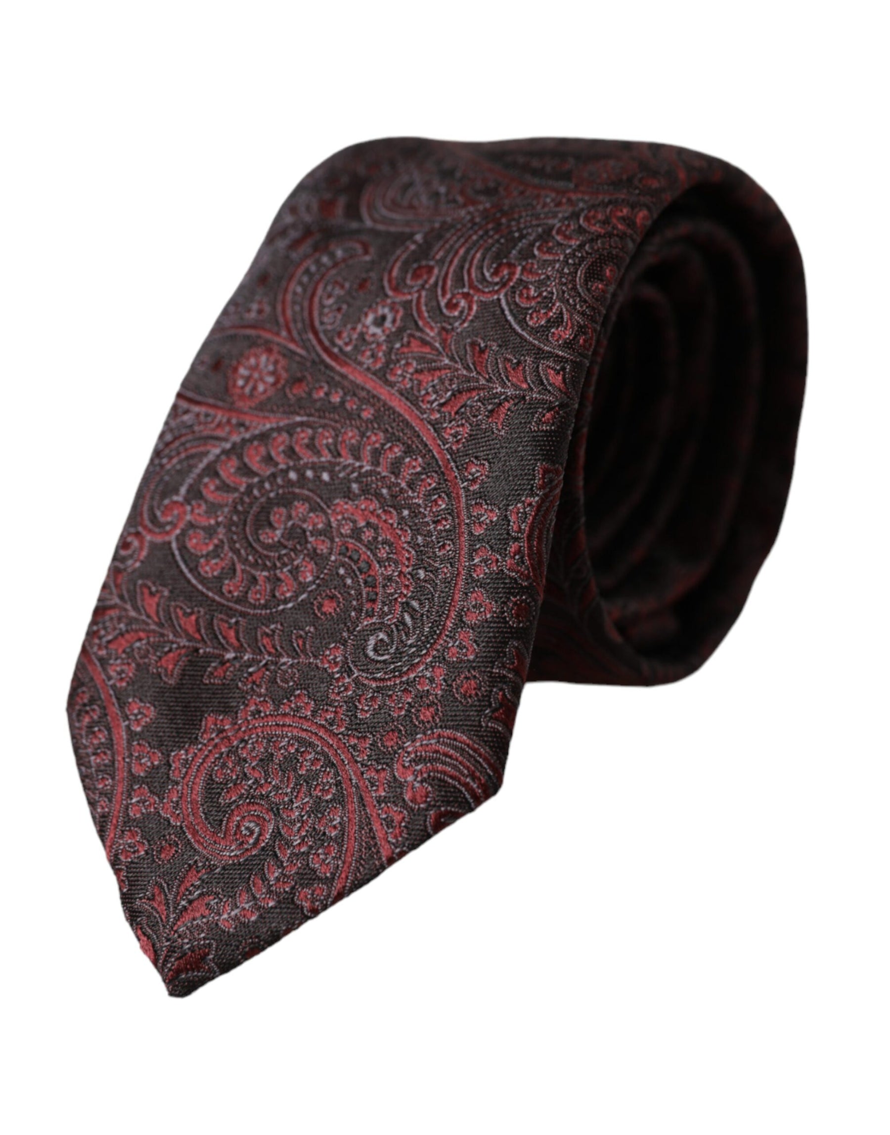 Dolce & Gabbana Bordeaux Patterned Silk Adjustable Men Tie | Regal Royce