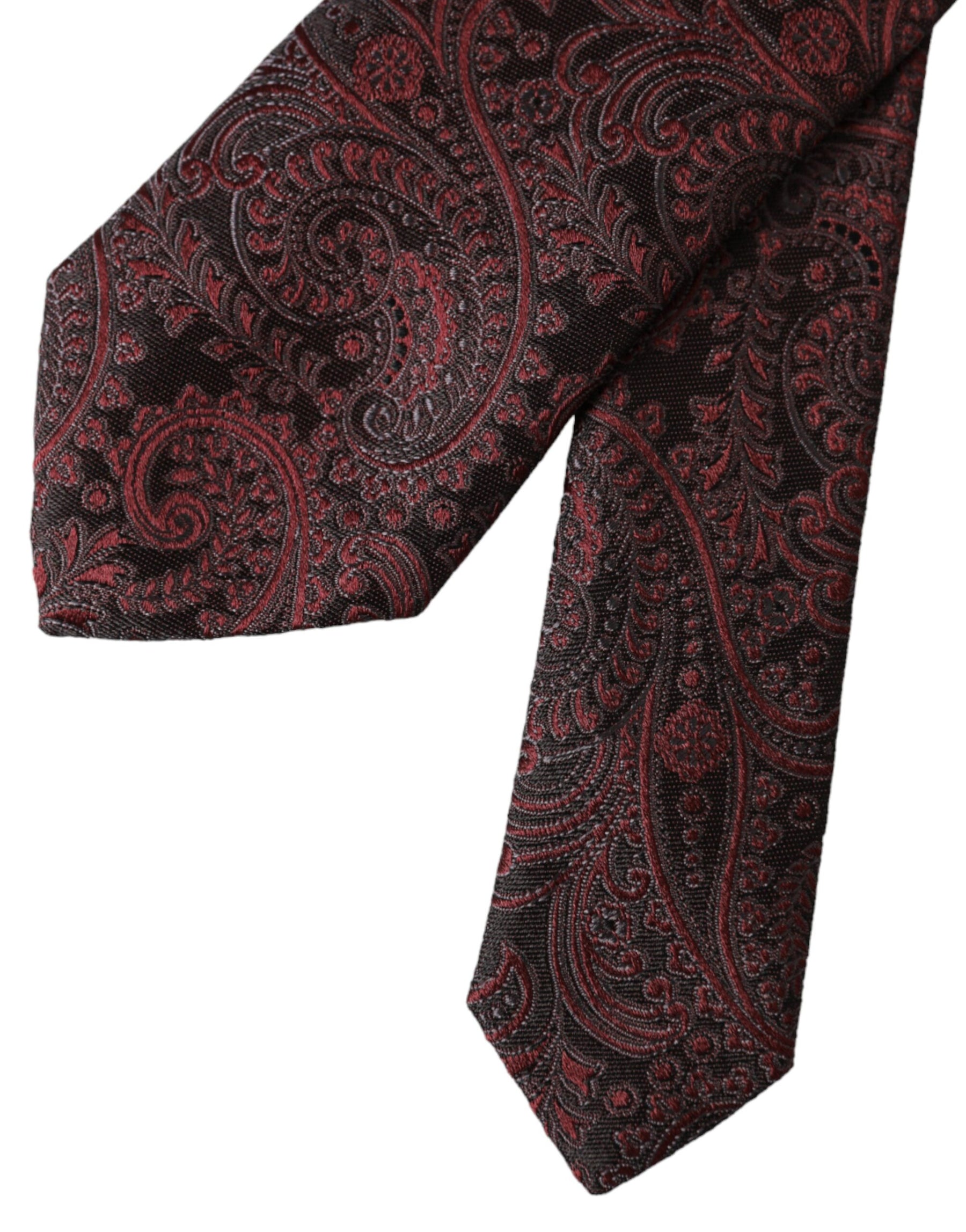 Dolce & Gabbana Bordeaux Patterned Silk Adjustable Men Tie | Regal Royce