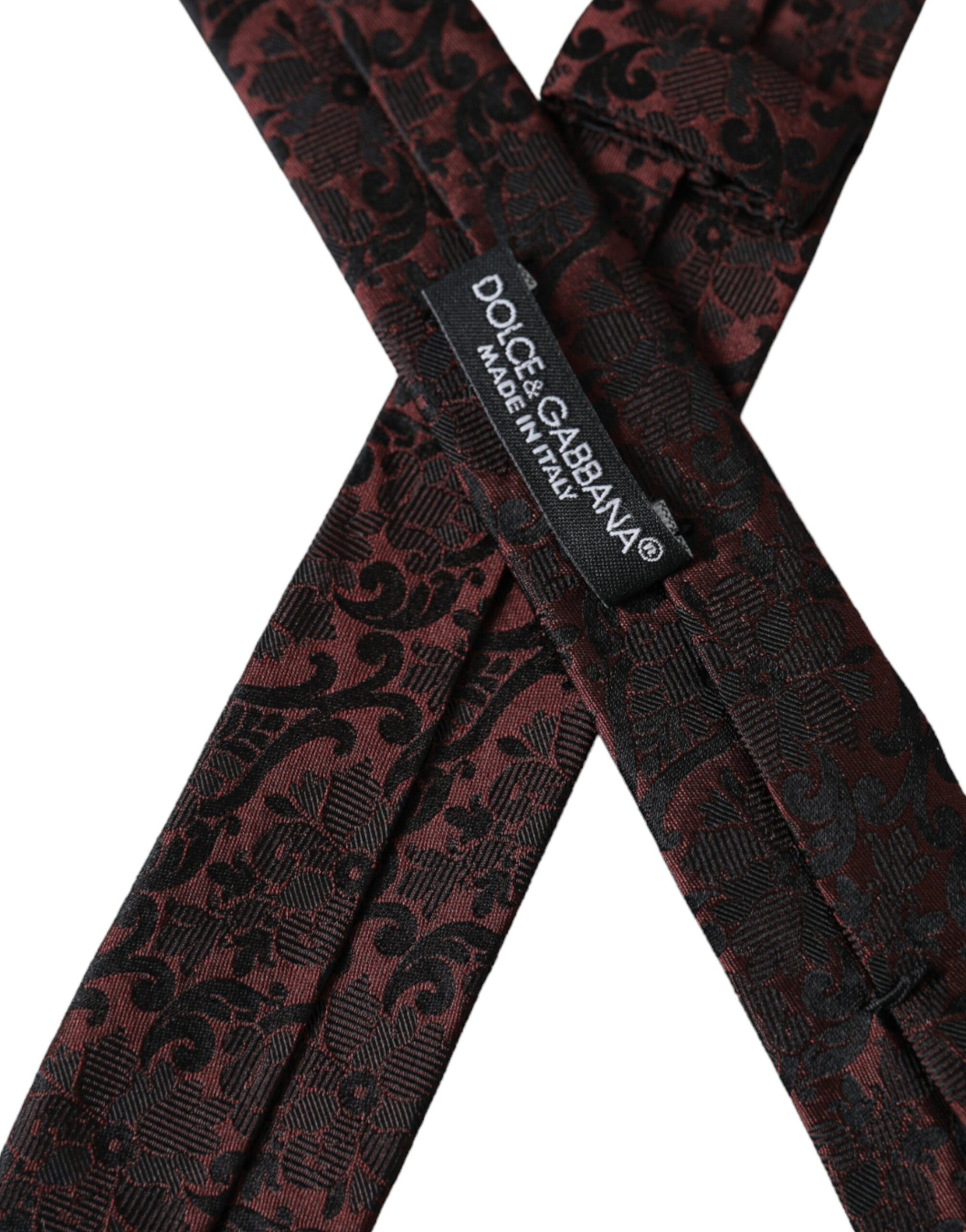 Dolce & Gabbana Maroon Floral Fantasy Silk Adjustable Men Tie | Regal Royce