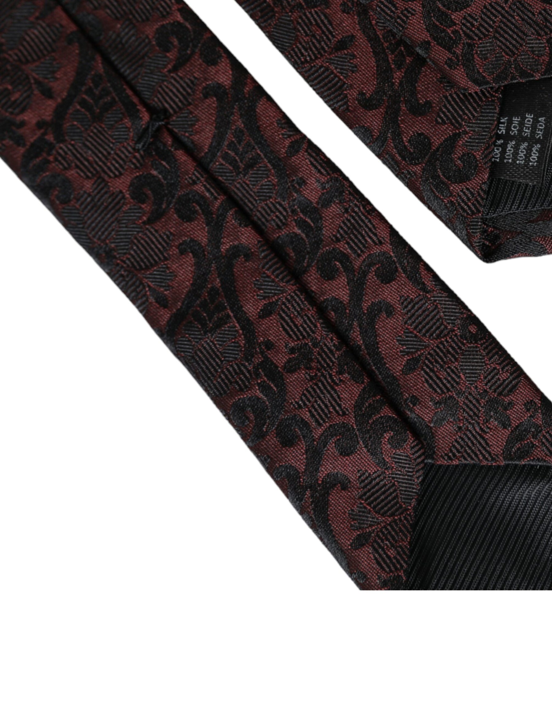 Dolce & Gabbana Maroon Floral Fantasy Silk Adjustable Men Tie | Regal Royce