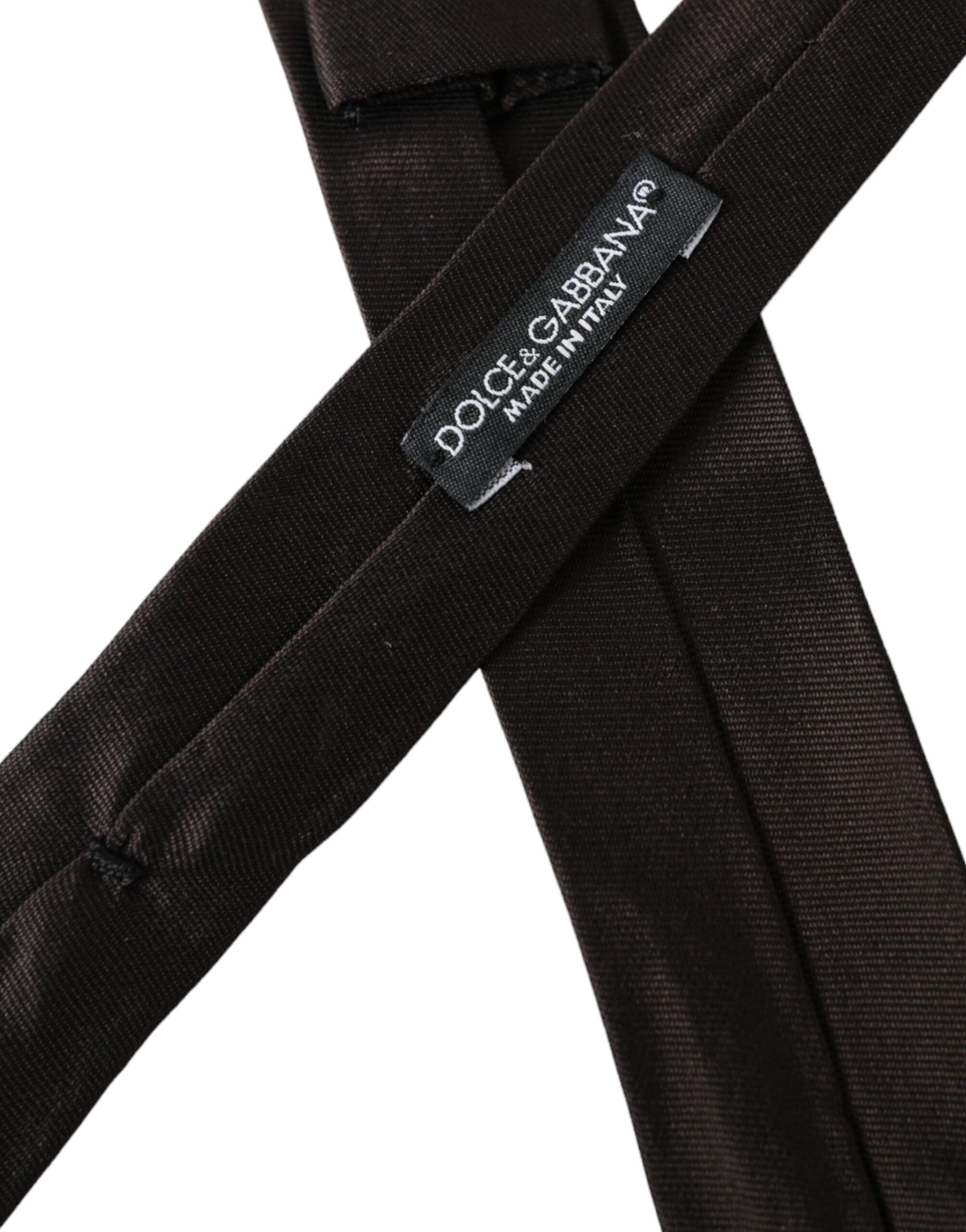 Dolce & Gabbana Brown Solid 100% Silk Adjustable Tie | Regal Royce