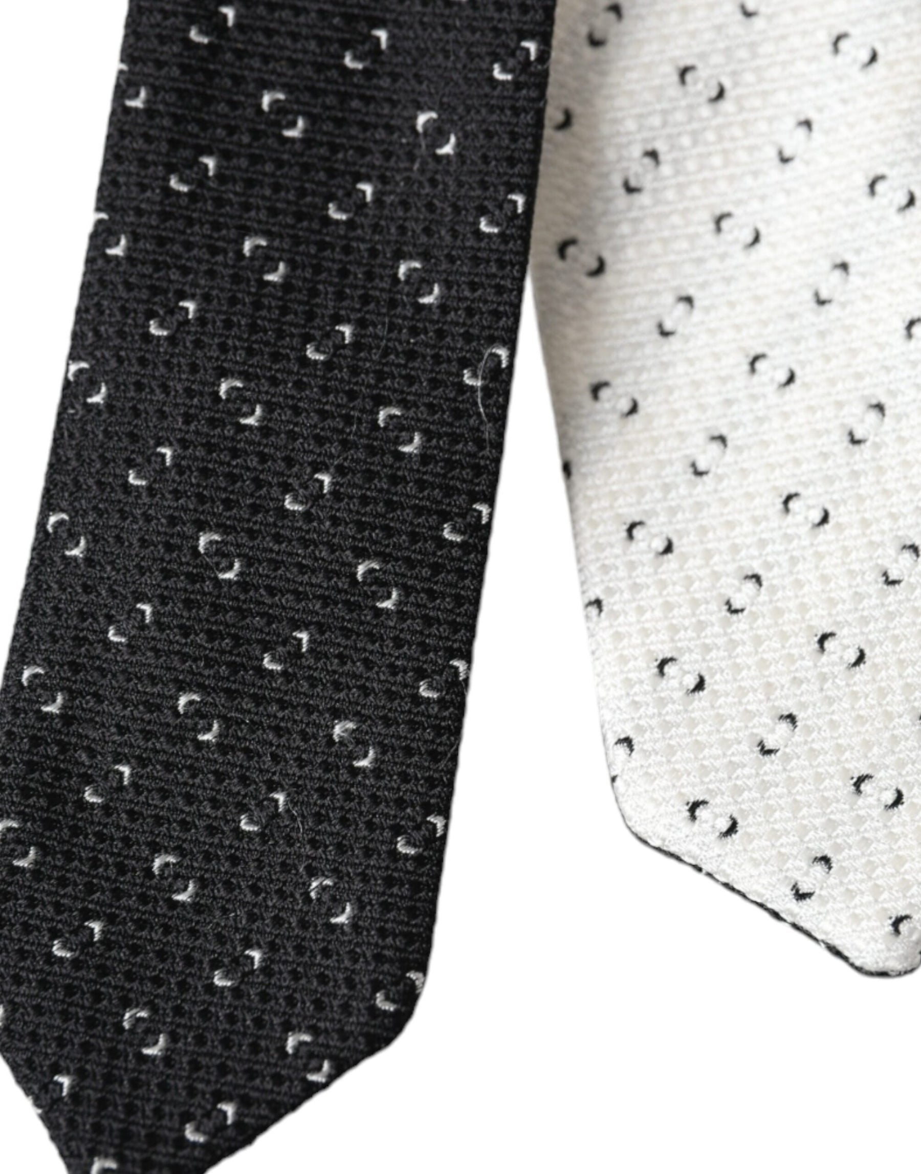 Dolce & Gabbana Black White Patterned Adjustable Tie | Regal Royce