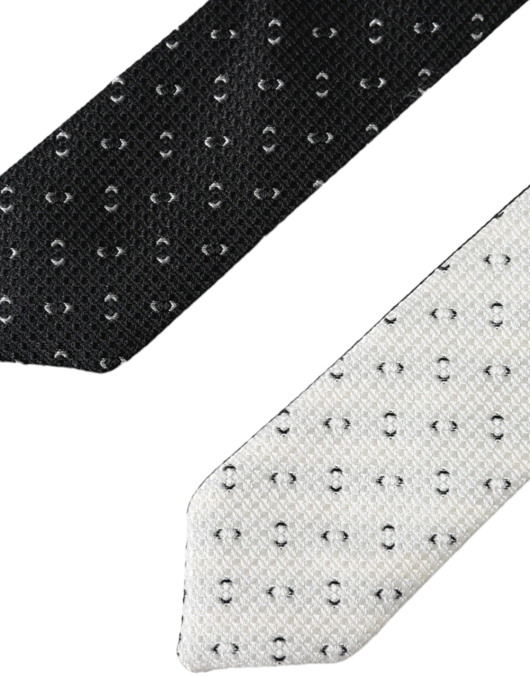 Dolce & Gabbana Black White Patterned Adjustable Tie | Regal Royce