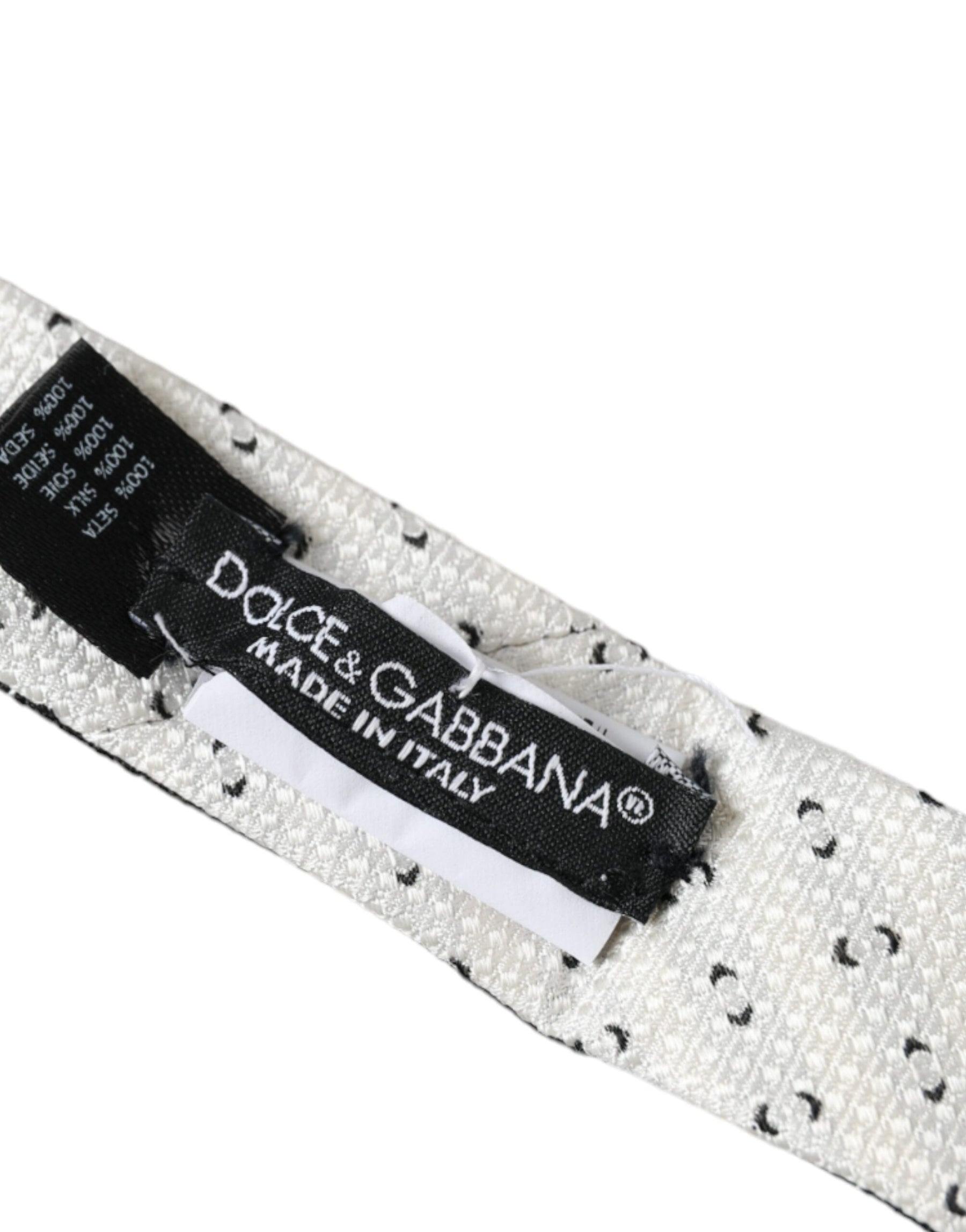 Dolce & Gabbana Black White Patterned Adjustable Tie | Regal Royce