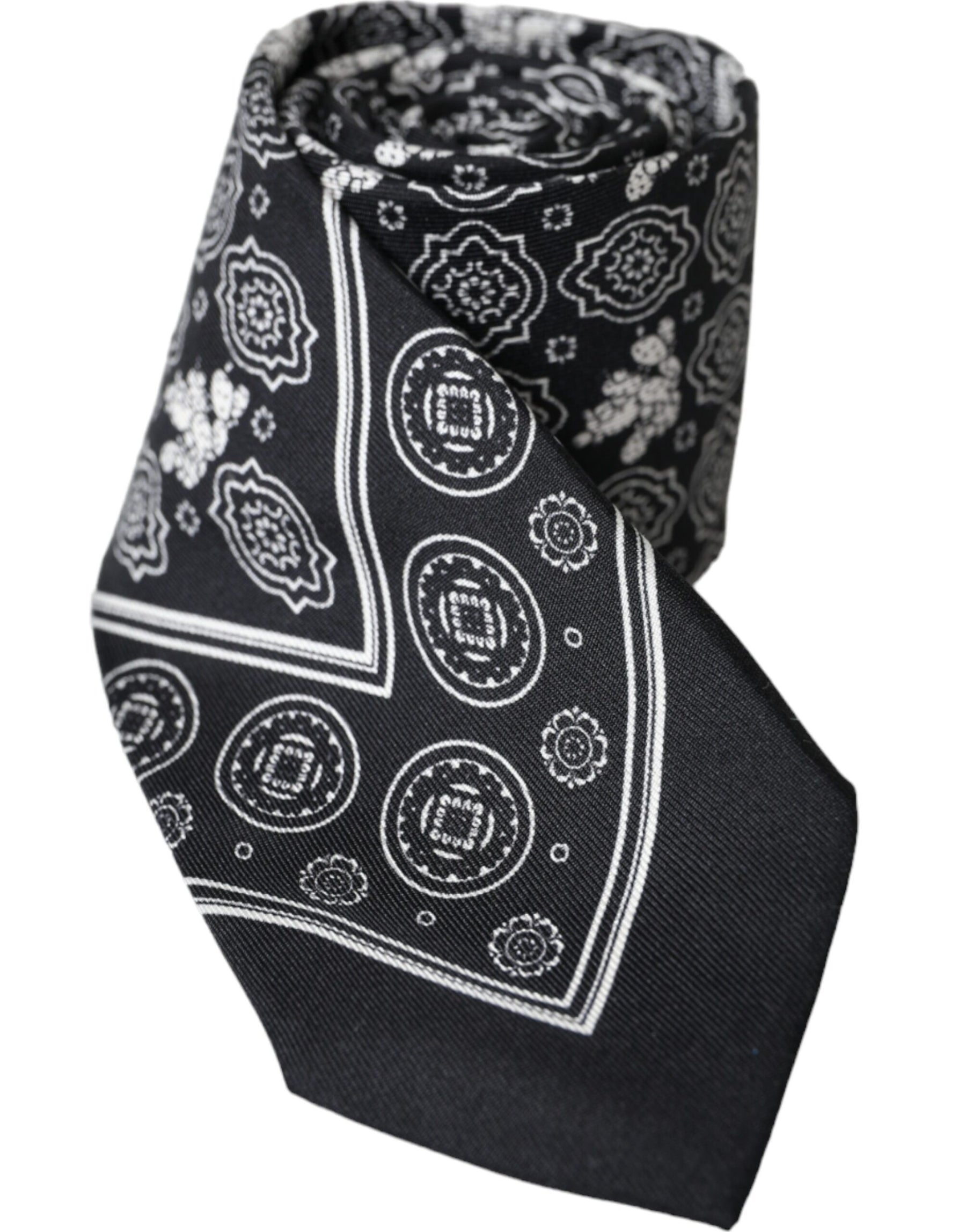 Dolce & Gabbana Black Patterned 100%Silk Adjustable Tie | Regal Royce