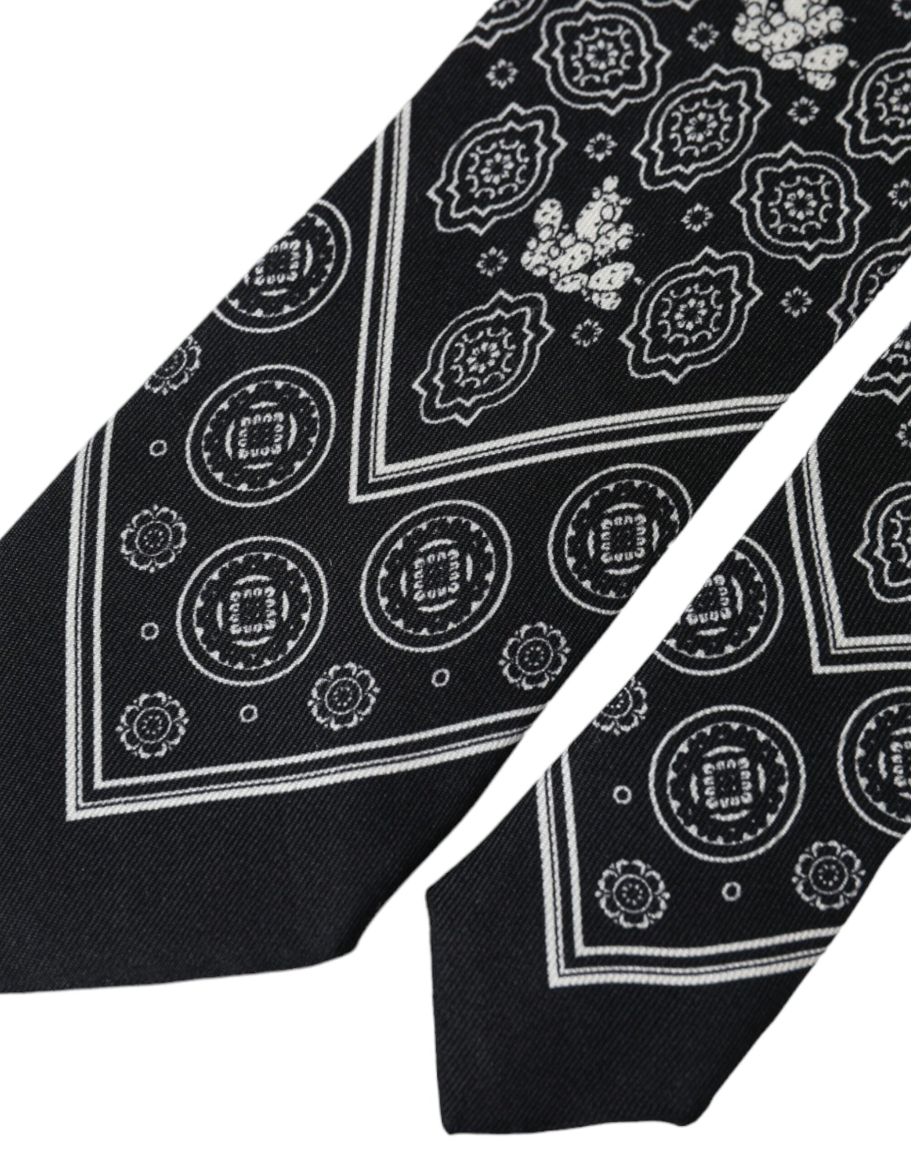Dolce & Gabbana Black Patterned 100%Silk Adjustable Tie | Regal Royce