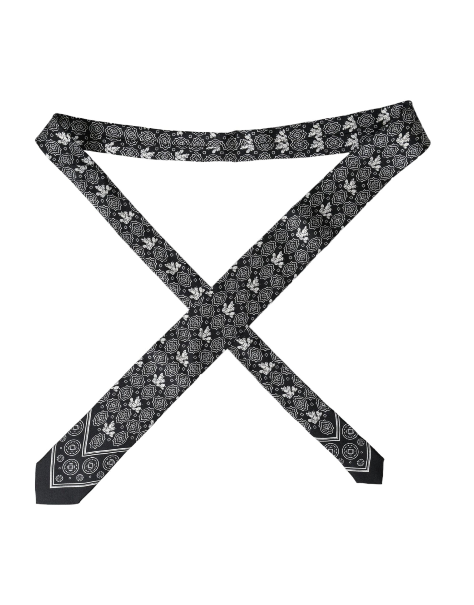 Dolce & Gabbana Black Patterned 100%Silk Adjustable Tie | Regal Royce