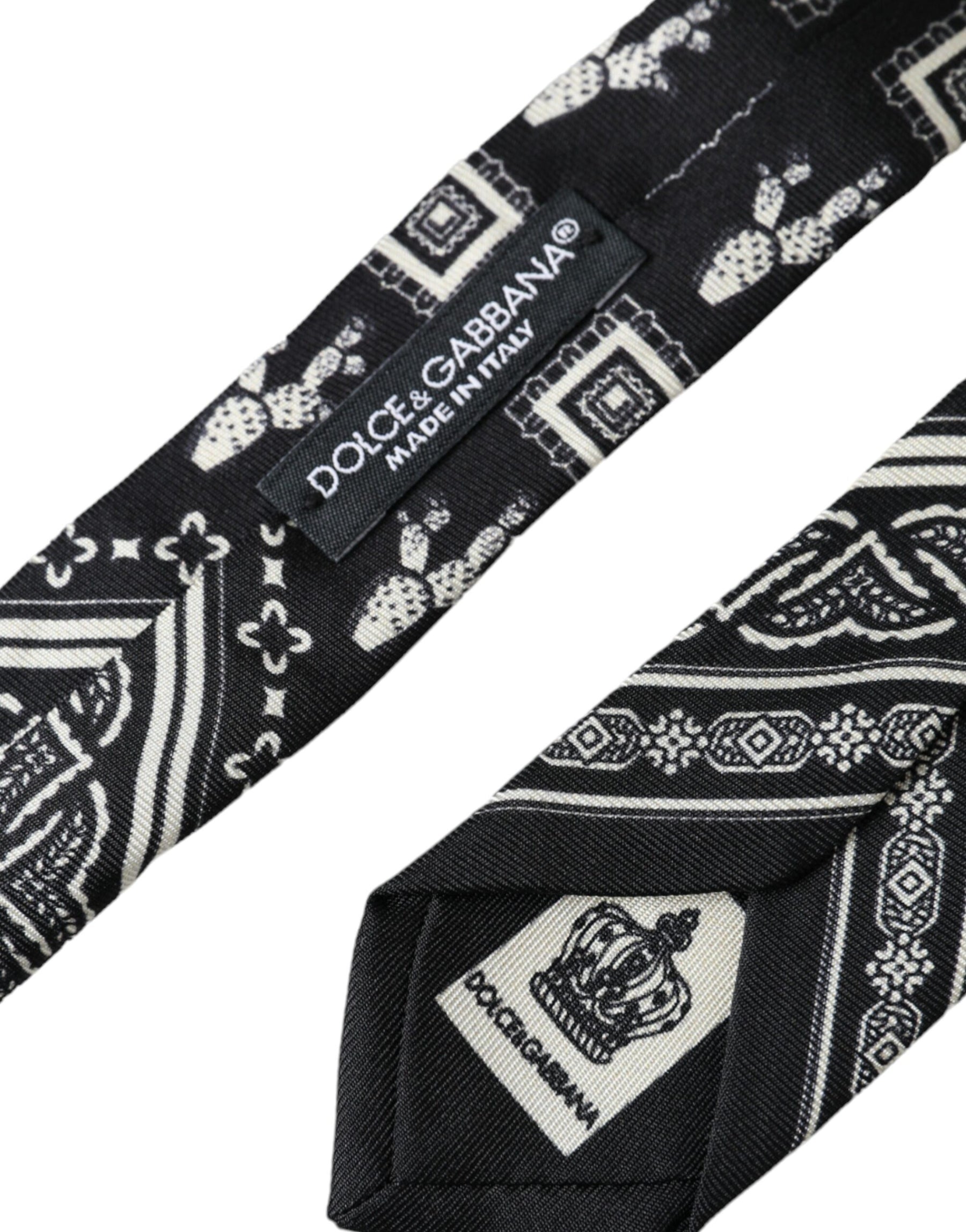 Dolce & Gabbana Black Patterned 100%Silk Adjustable Tie | Regal Royce