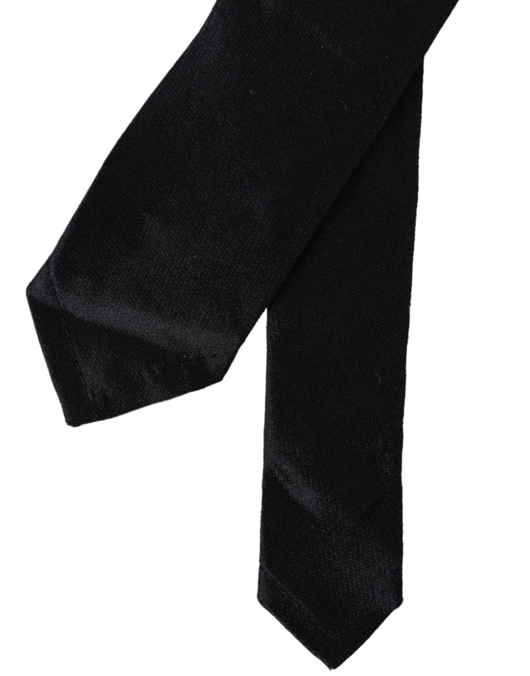 Dolce & Gabbana Black Solid 100% Silk Adjustable Tie | Regal Royce