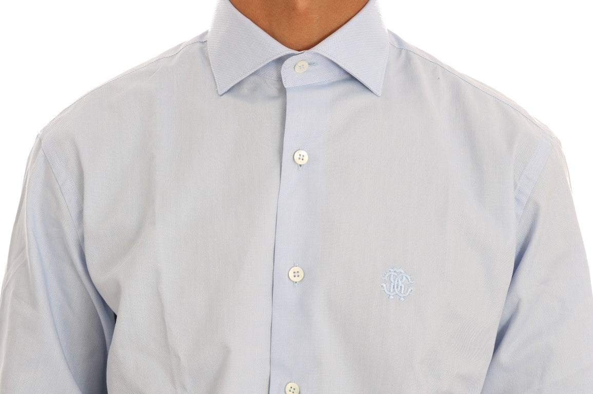 Cavalli Light Blue Cotton Slim Fit Dress Shirt | Regal Royce