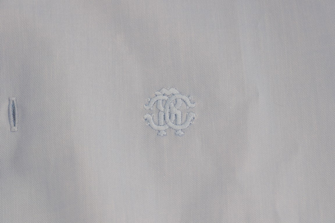 Cavalli Light Blue Cotton Slim Fit Dress Shirt | Regal Royce