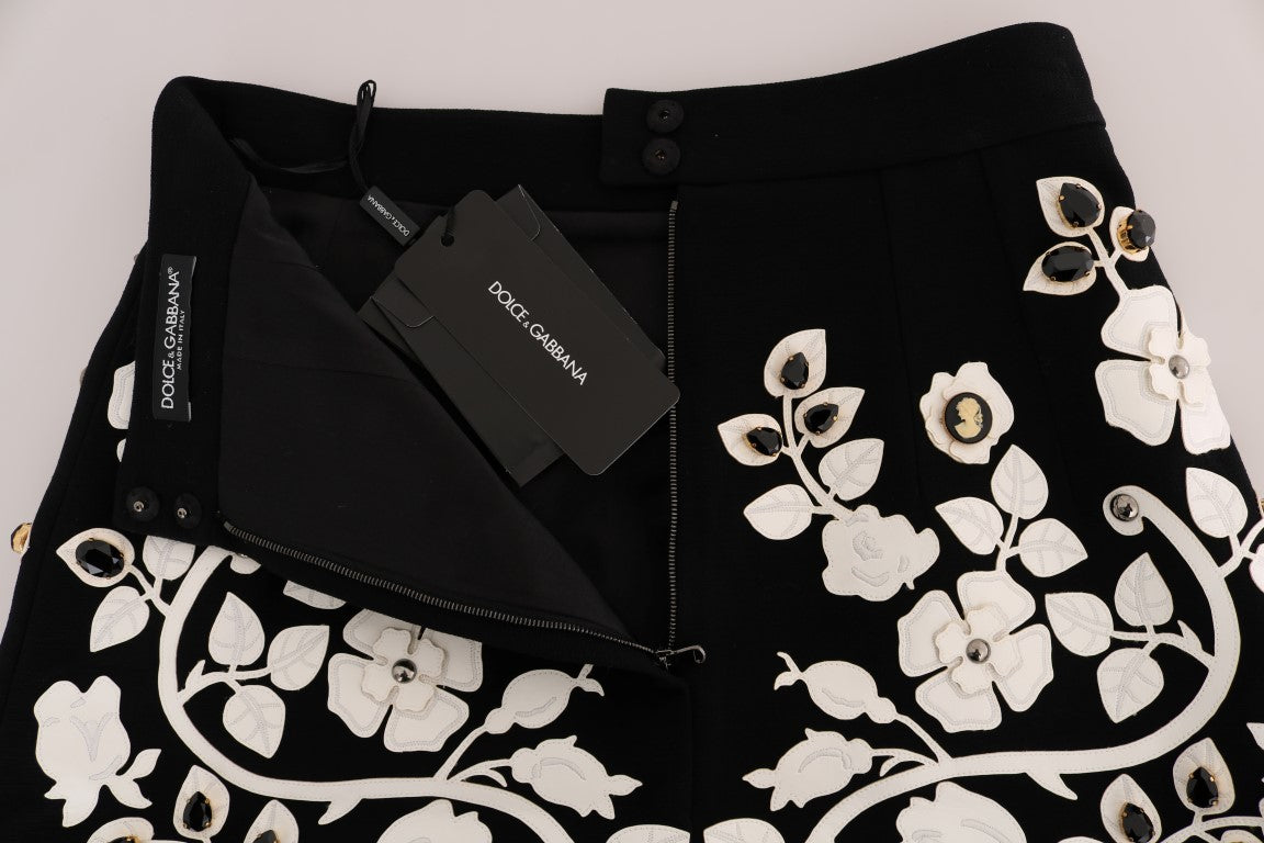 Dolce & Gabbana Black Crystal Floral Pencil Skirt | Regal Royce