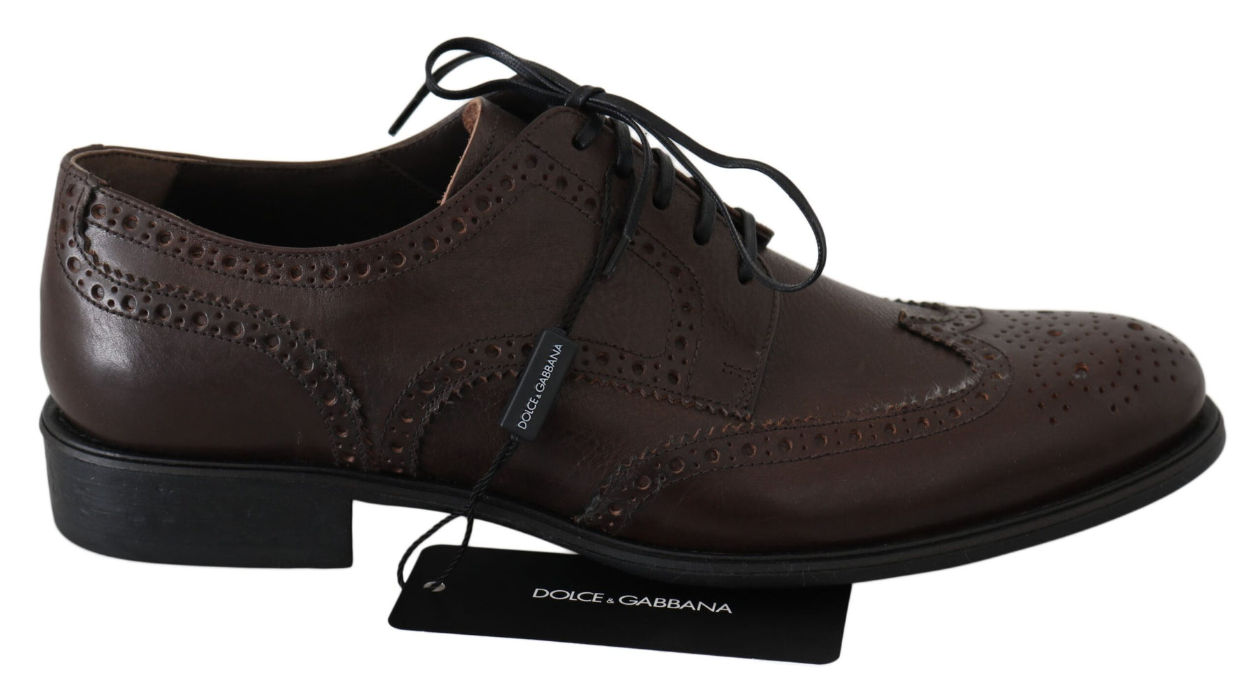 Dolce & Gabbana Brown Leather Brogue Derby Dress Shoes | Regal Royce