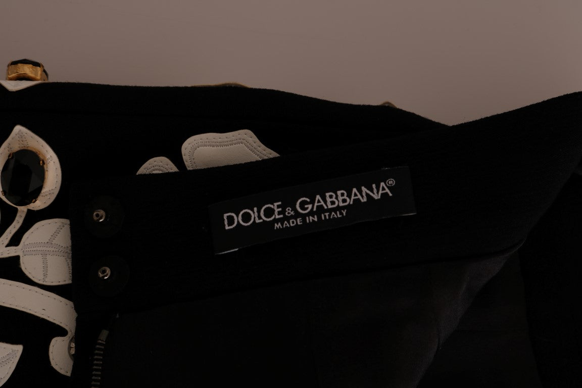 Dolce & Gabbana Black Crystal Floral Pencil Skirt | Regal Royce