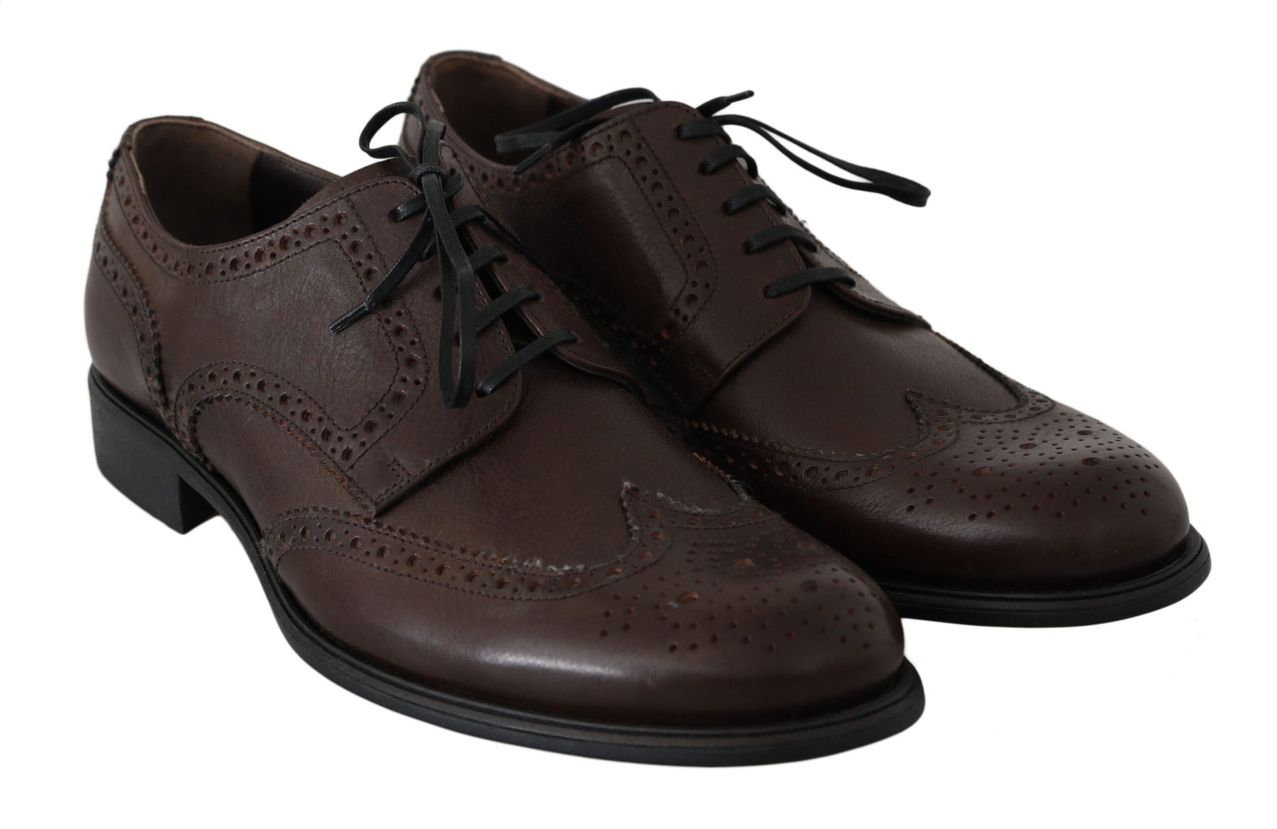 Dolce & Gabbana Brown Leather Brogue Derby Dress Shoes | Regal Royce