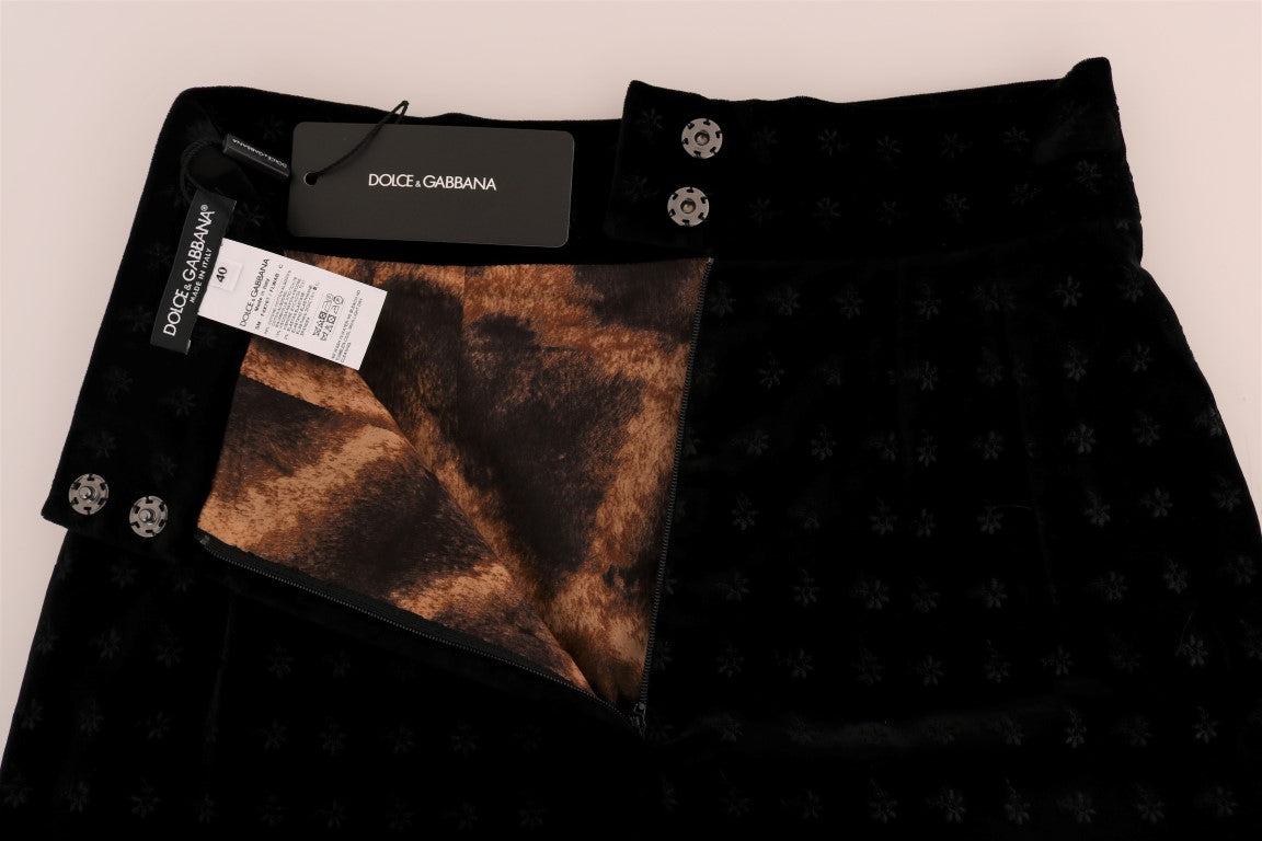 Dolce & Gabbana Dark Green Baroque Velvet Pencil Skirt | Regal Royce