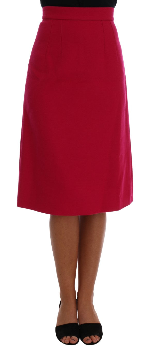 Dolce & Gabbana Pink Wool Knee Long A-Line Skirt | Regal Royce