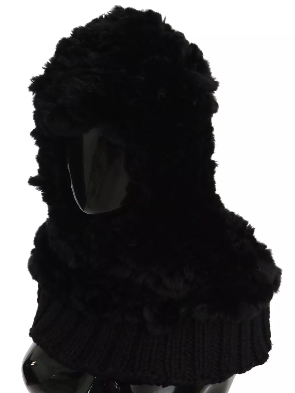 Dolce & Gabbana Black Silver Fox Fur Cashmere Hooded Scarf | Regal Royce